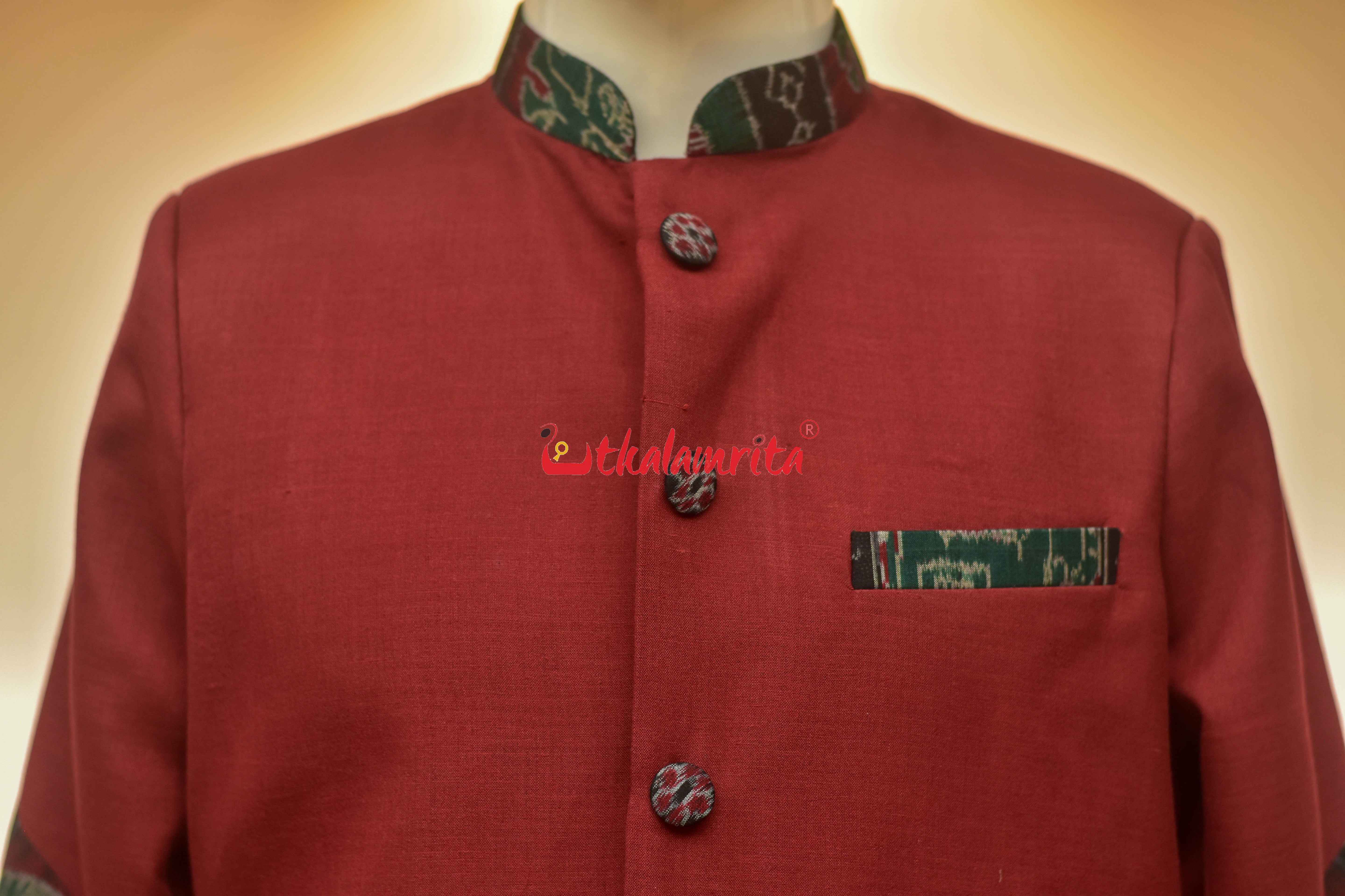 Maroon with Elephant Design (Men's Sherwani)