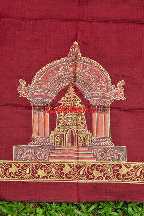 Mukteshwar Gate Pattachitra Maroon (Kurta Piece)