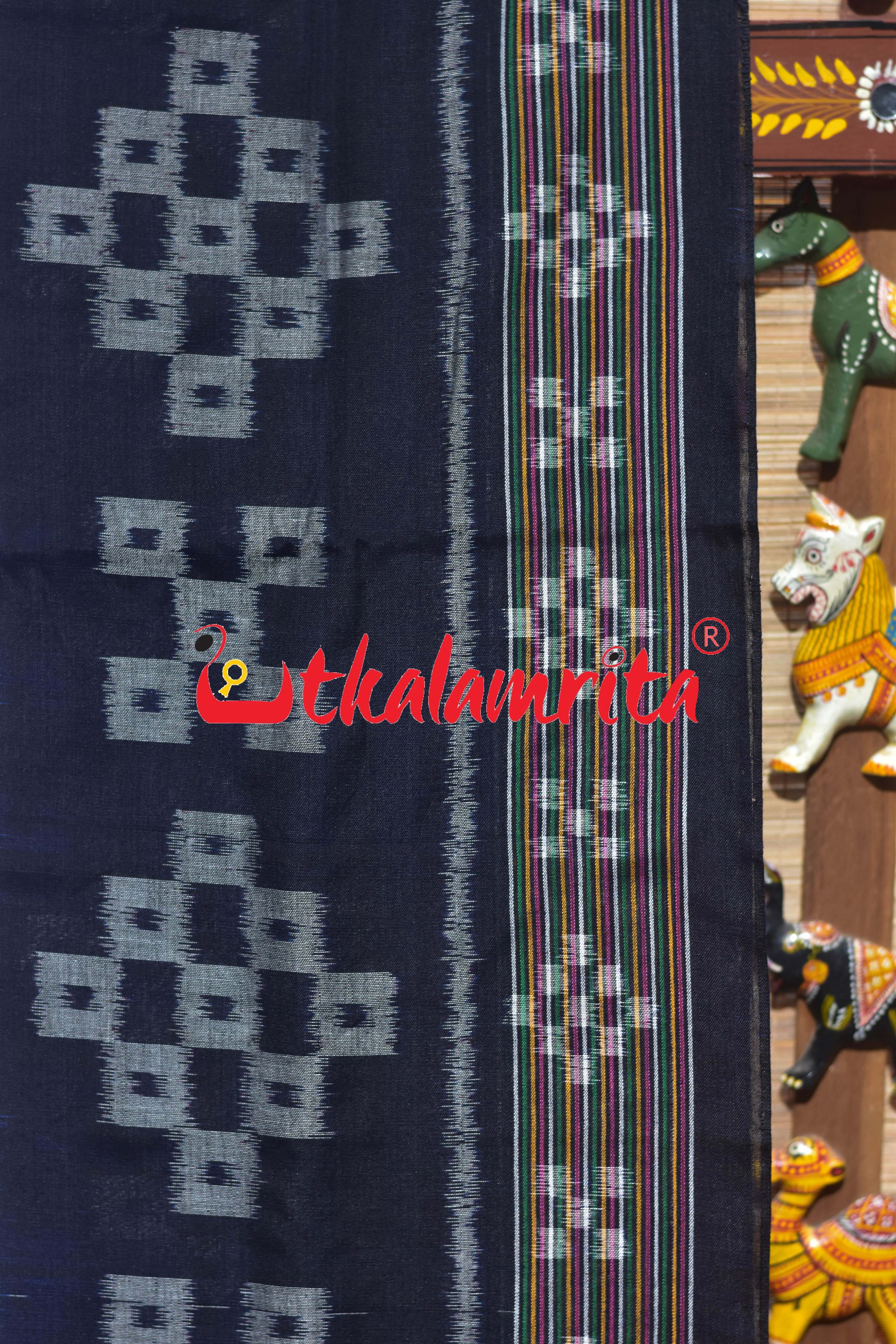 Light Blue Chadhei Pasapali Scot Khandua Cotton Saree