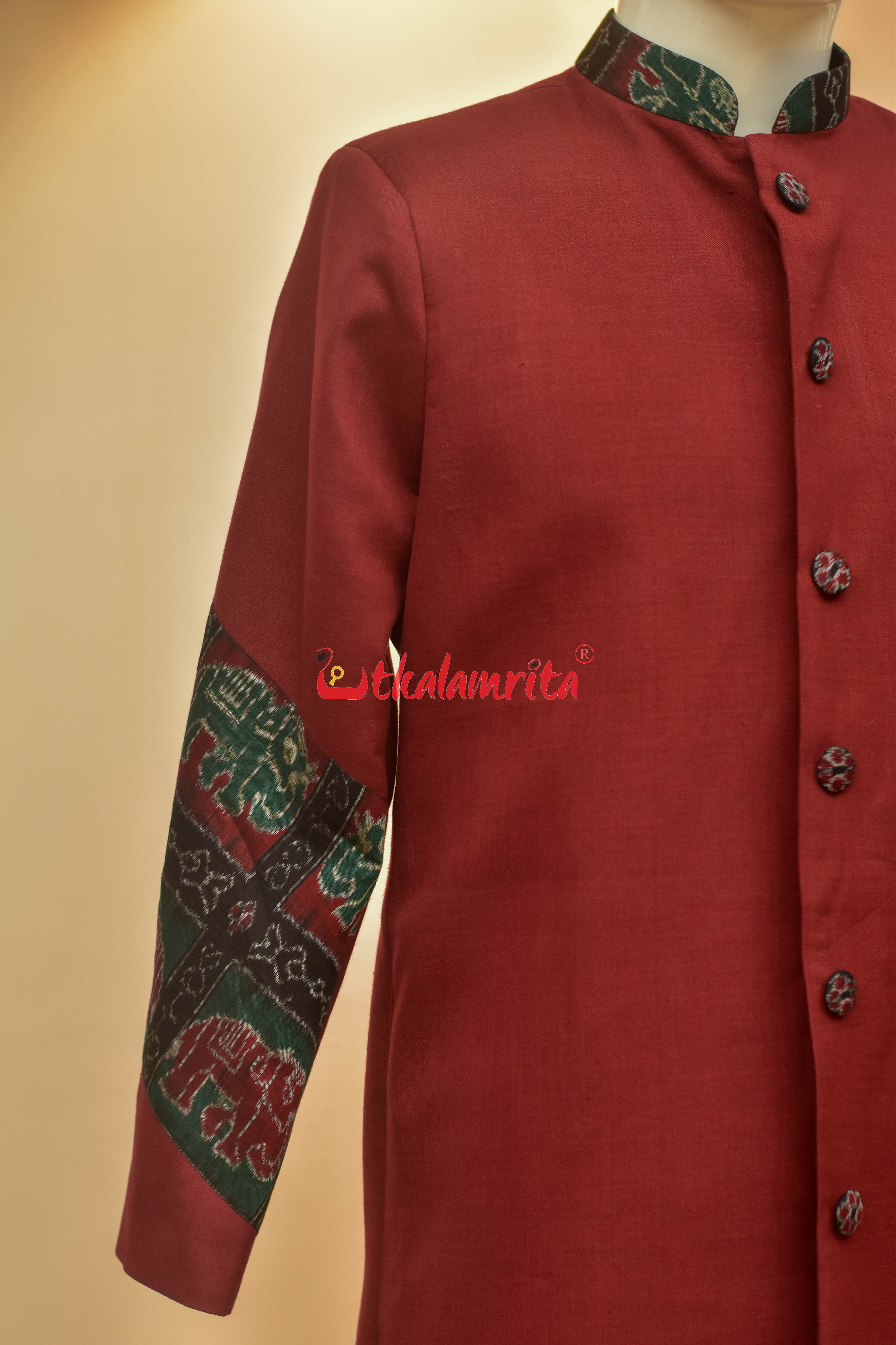 Maroon with Elephant Design (Men's Sherwani)