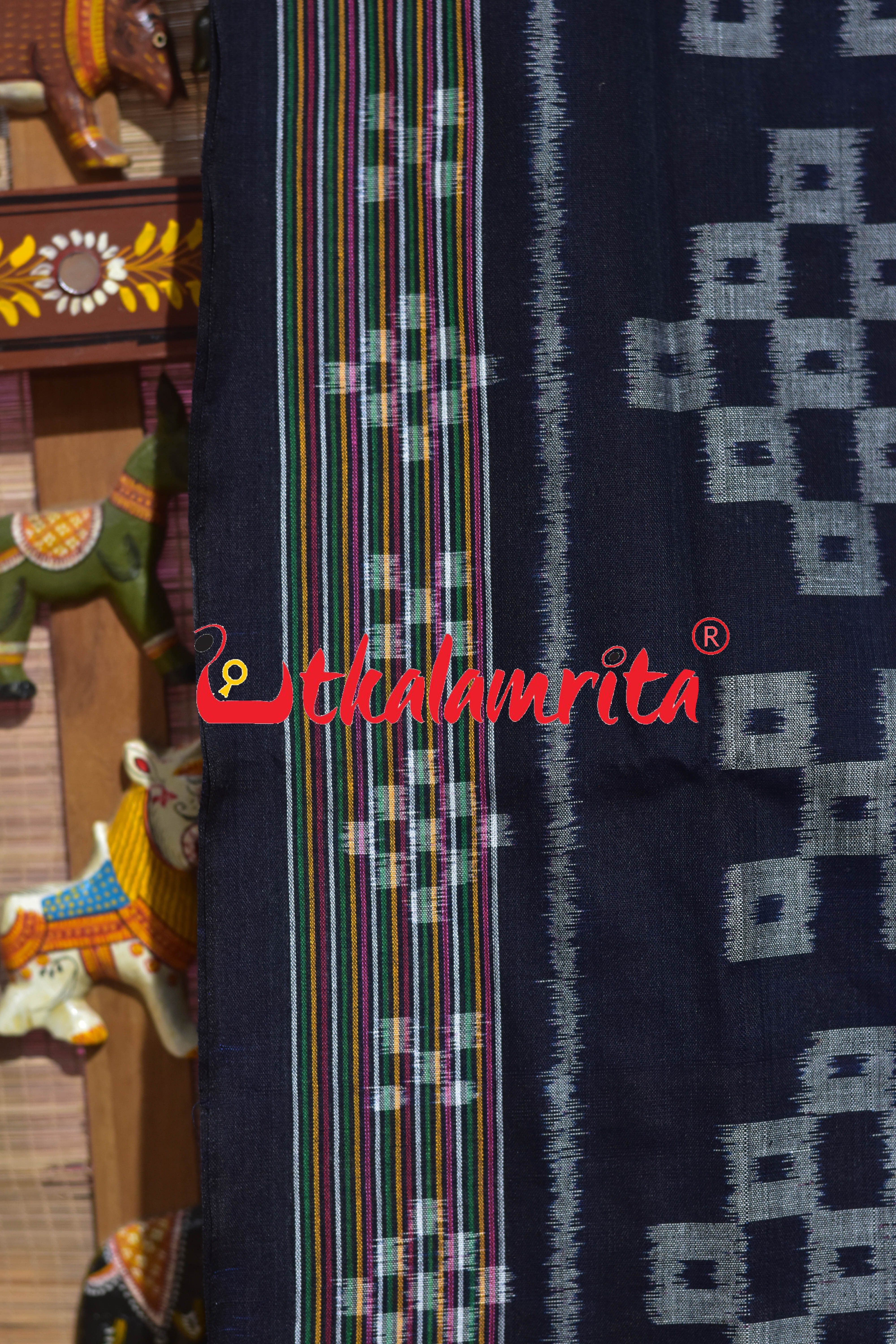 Light Blue Chadhei Pasapali Scot Khandua Cotton Saree