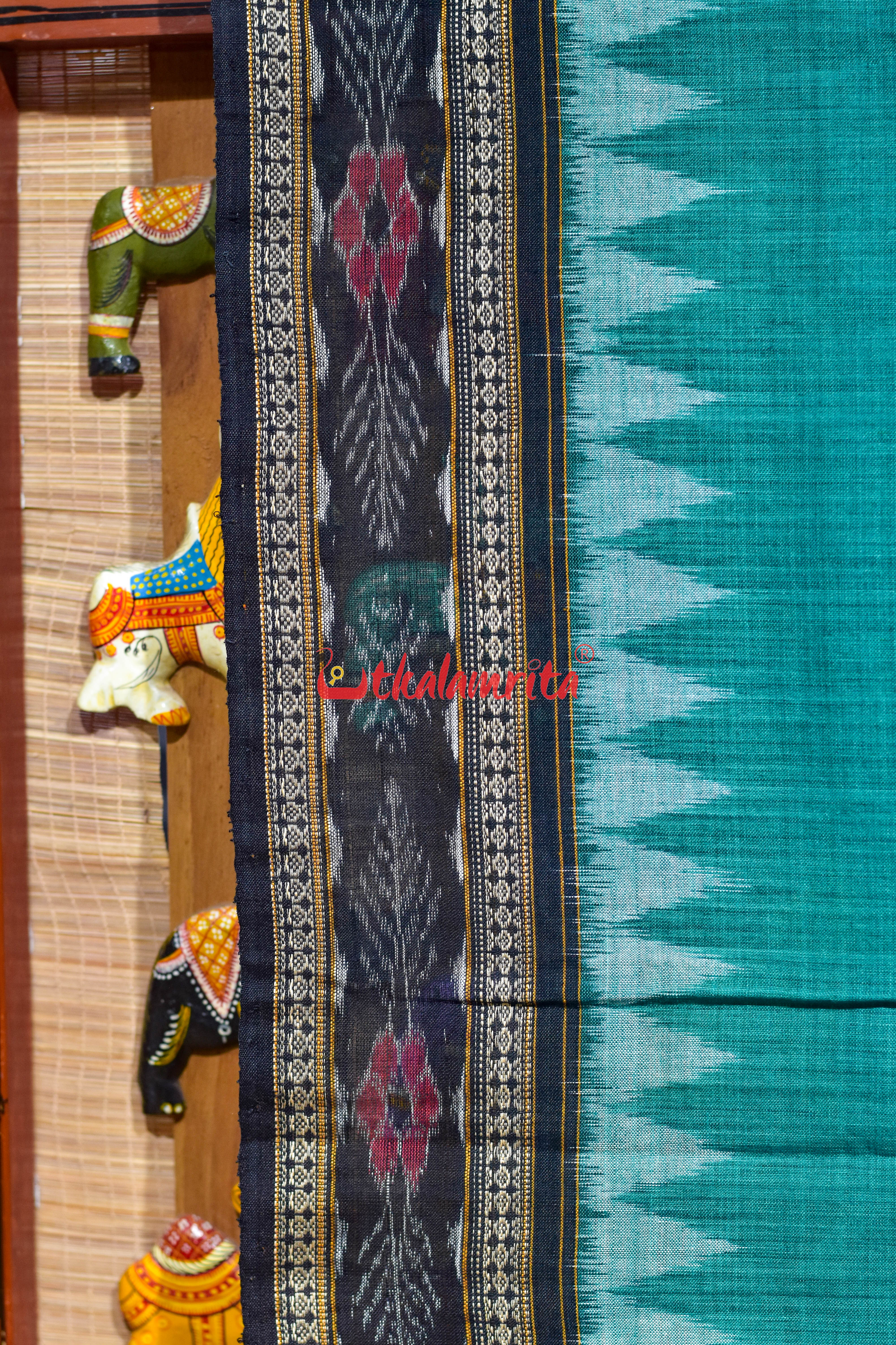 Green Black Flower Bandha Cotton (Dupatta)