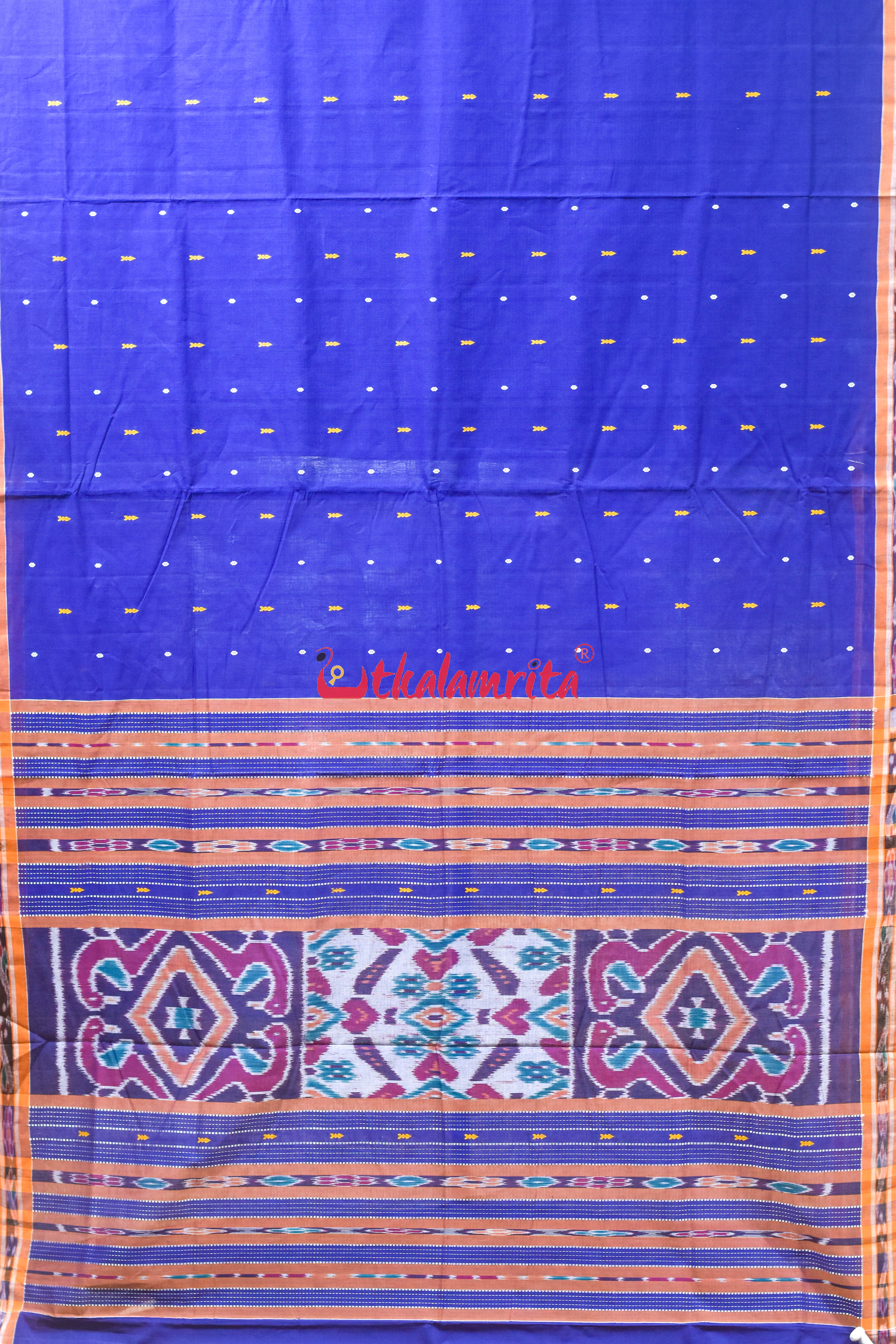 Blue Orange Mayura Pittala Single Cotton Saree