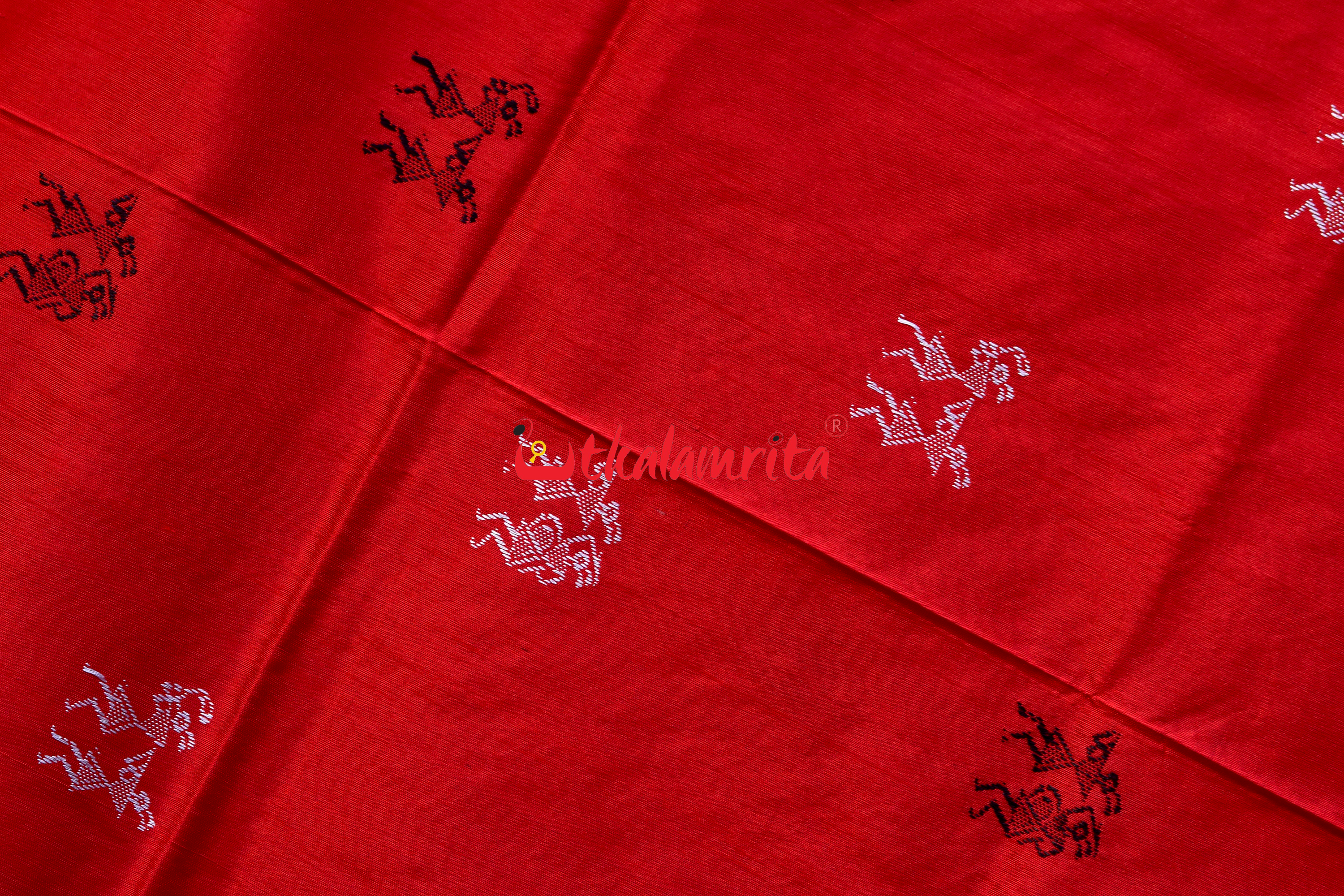 Red Black Sabari Sambalpuri Silk Saree