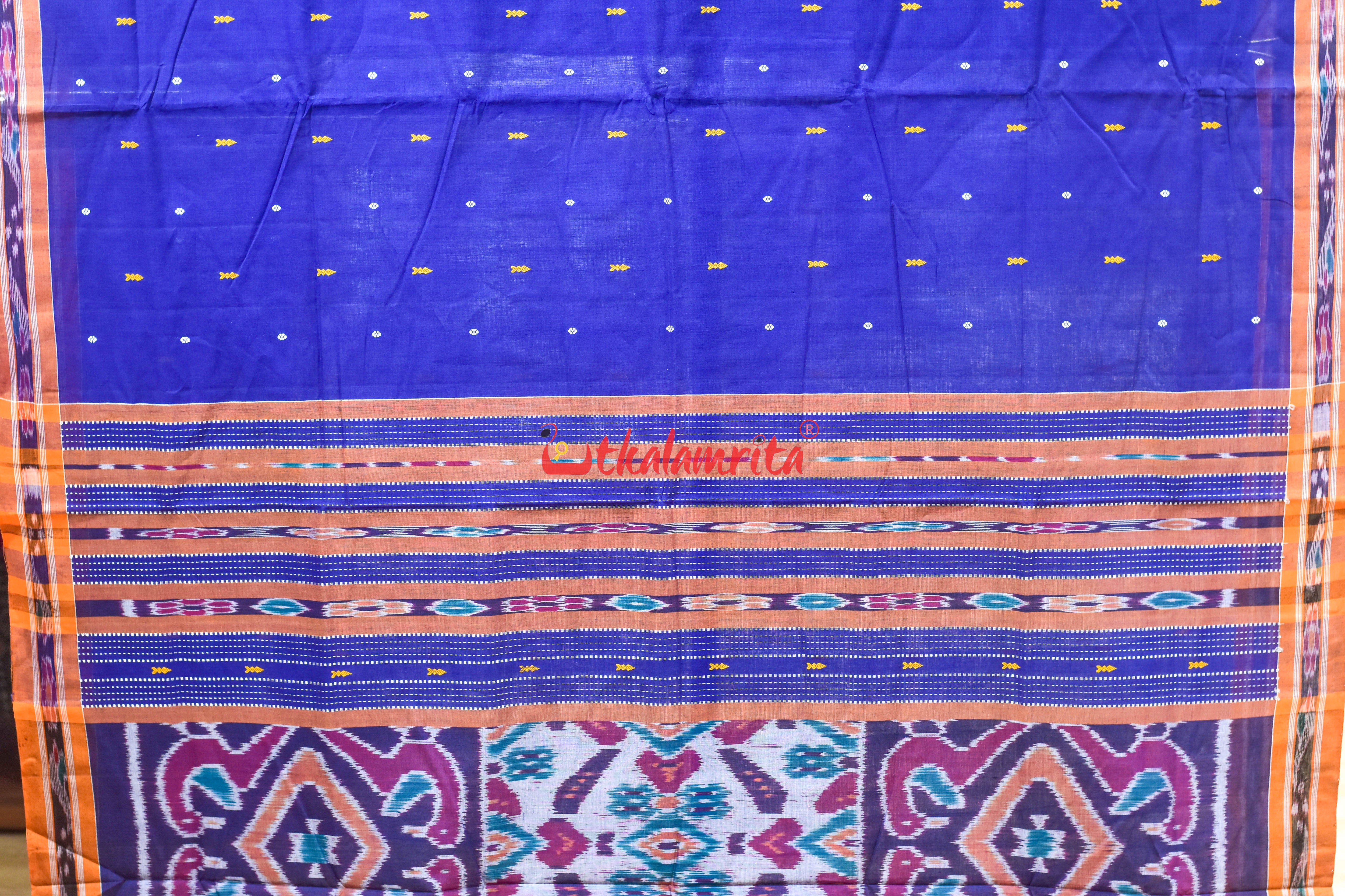 Blue Orange Mayura Pittala Single Cotton Saree