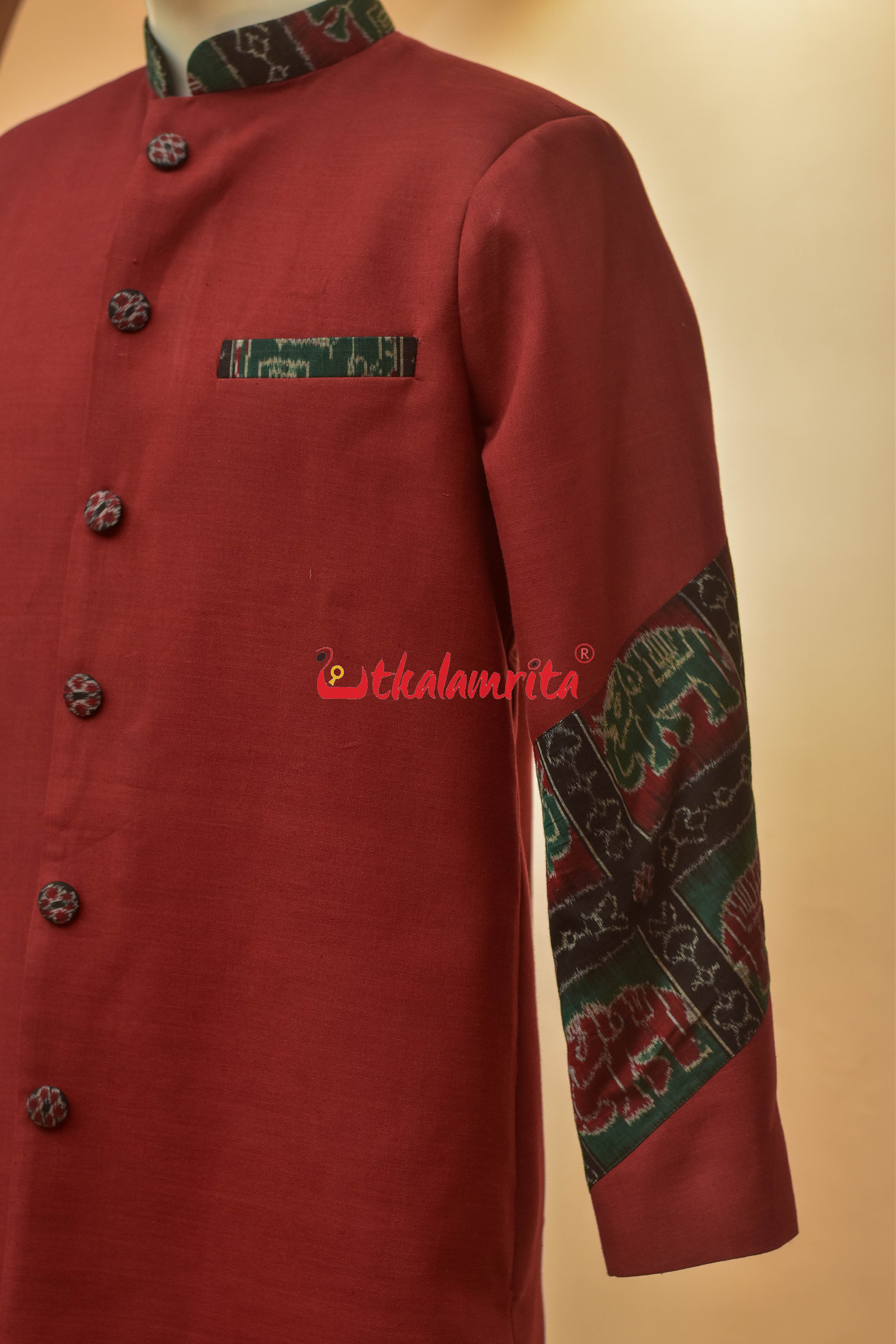 Maroon with Elephant Design (Men's Sherwani)