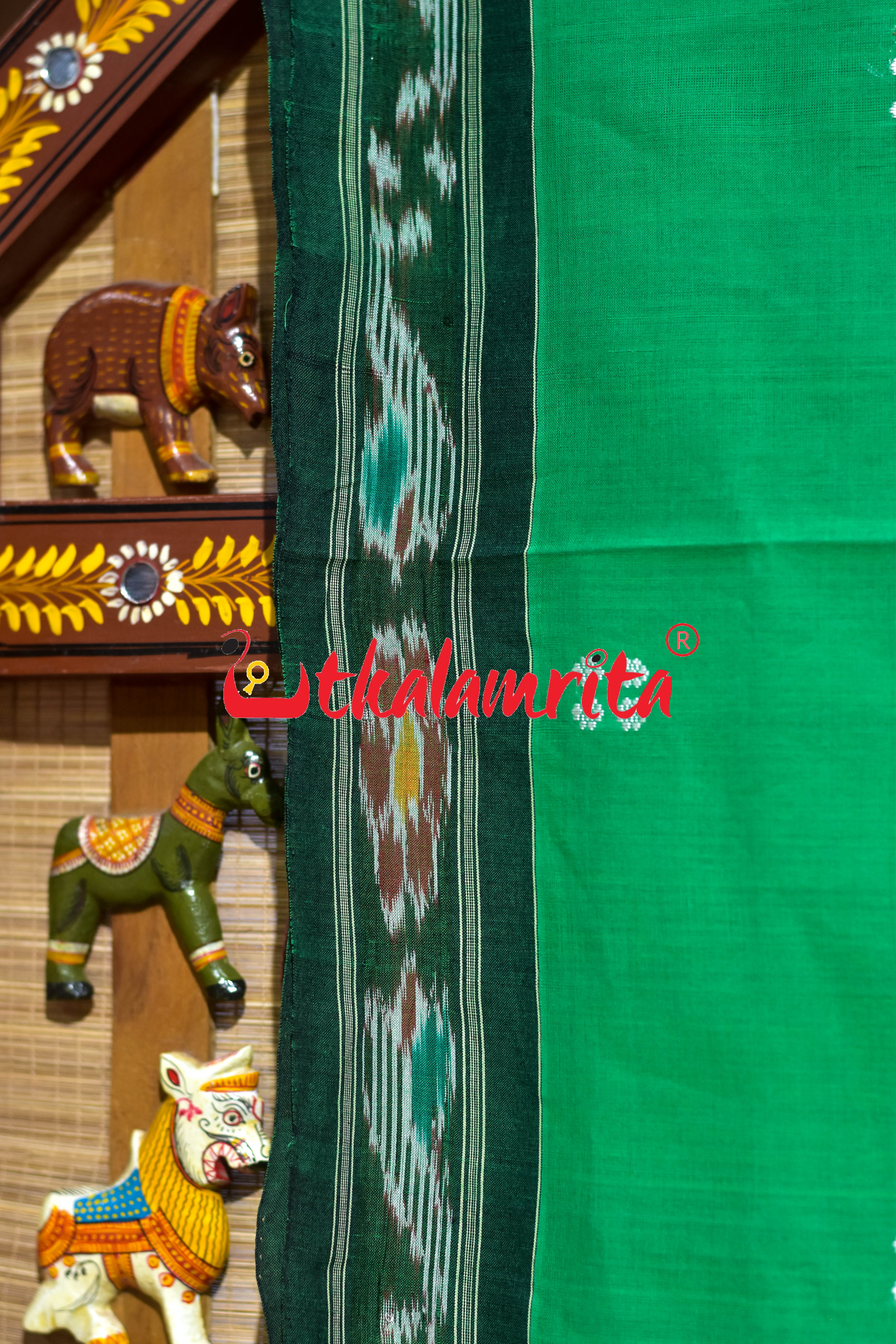 Green Pittala Single Cotton Saree