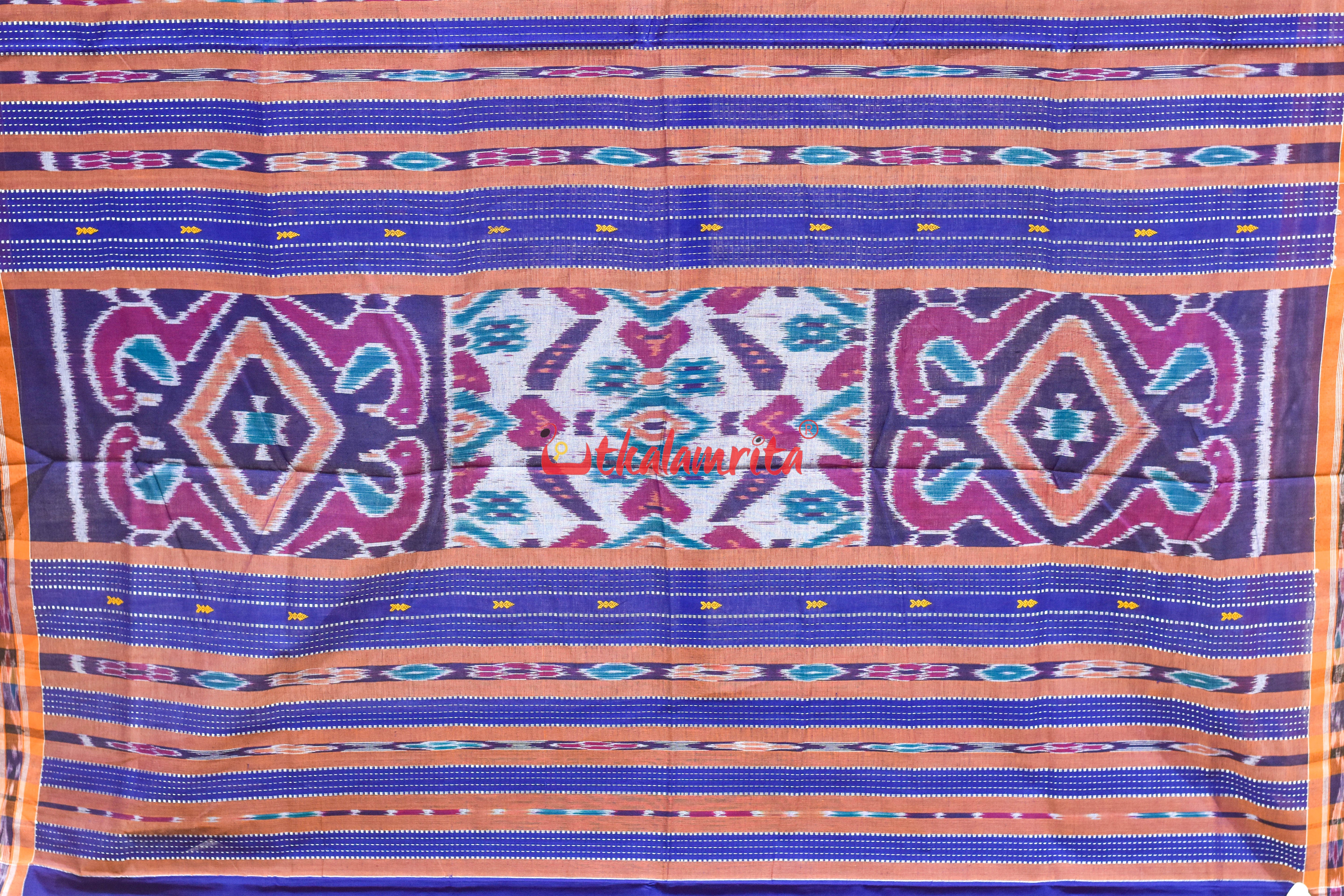 Blue Orange Mayura Pittala Single Cotton Saree