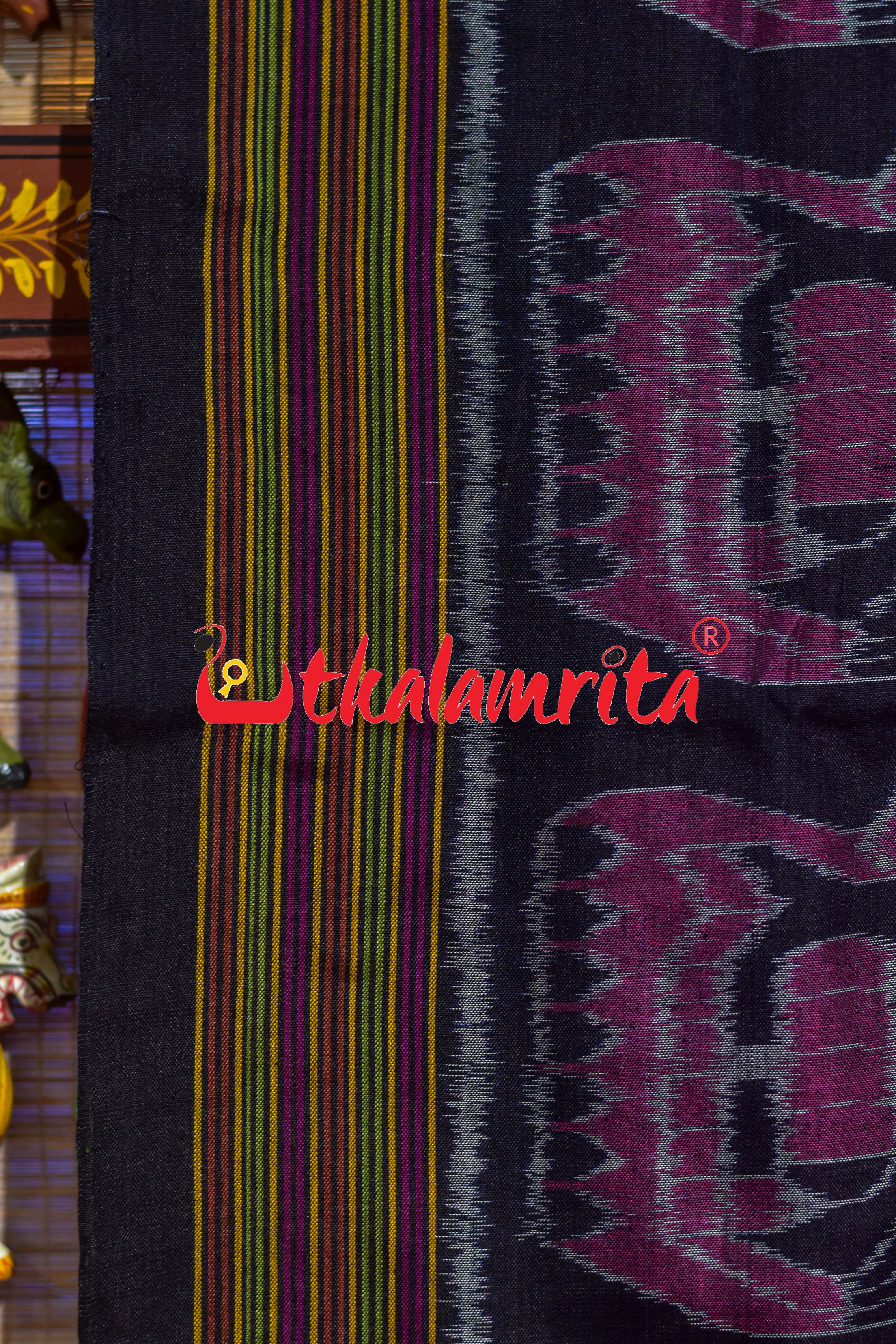 Pink Black Ducks & Boita Khandua Cotton Saree