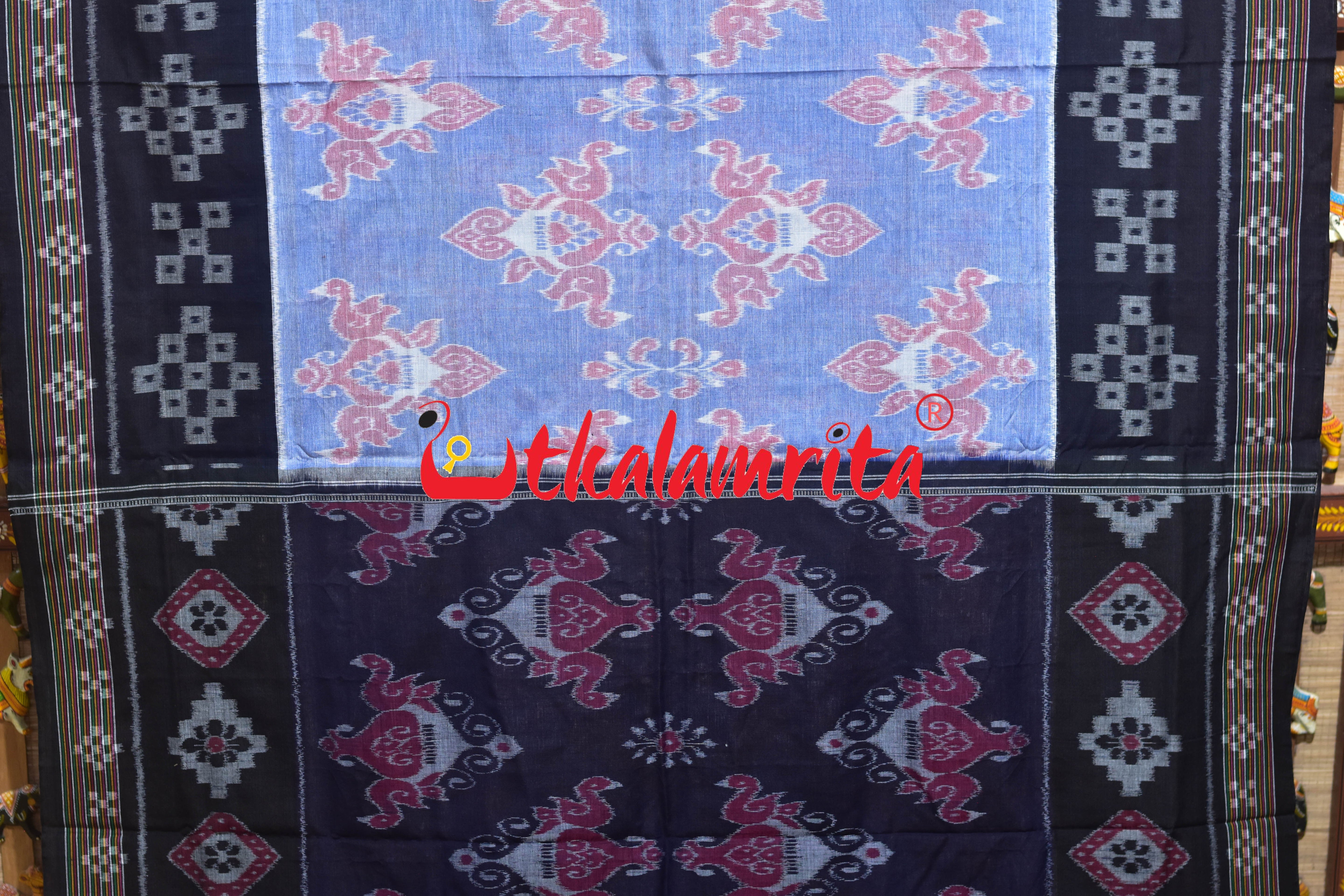 Light Blue Chadhei Pasapali Scot Khandua Cotton Saree