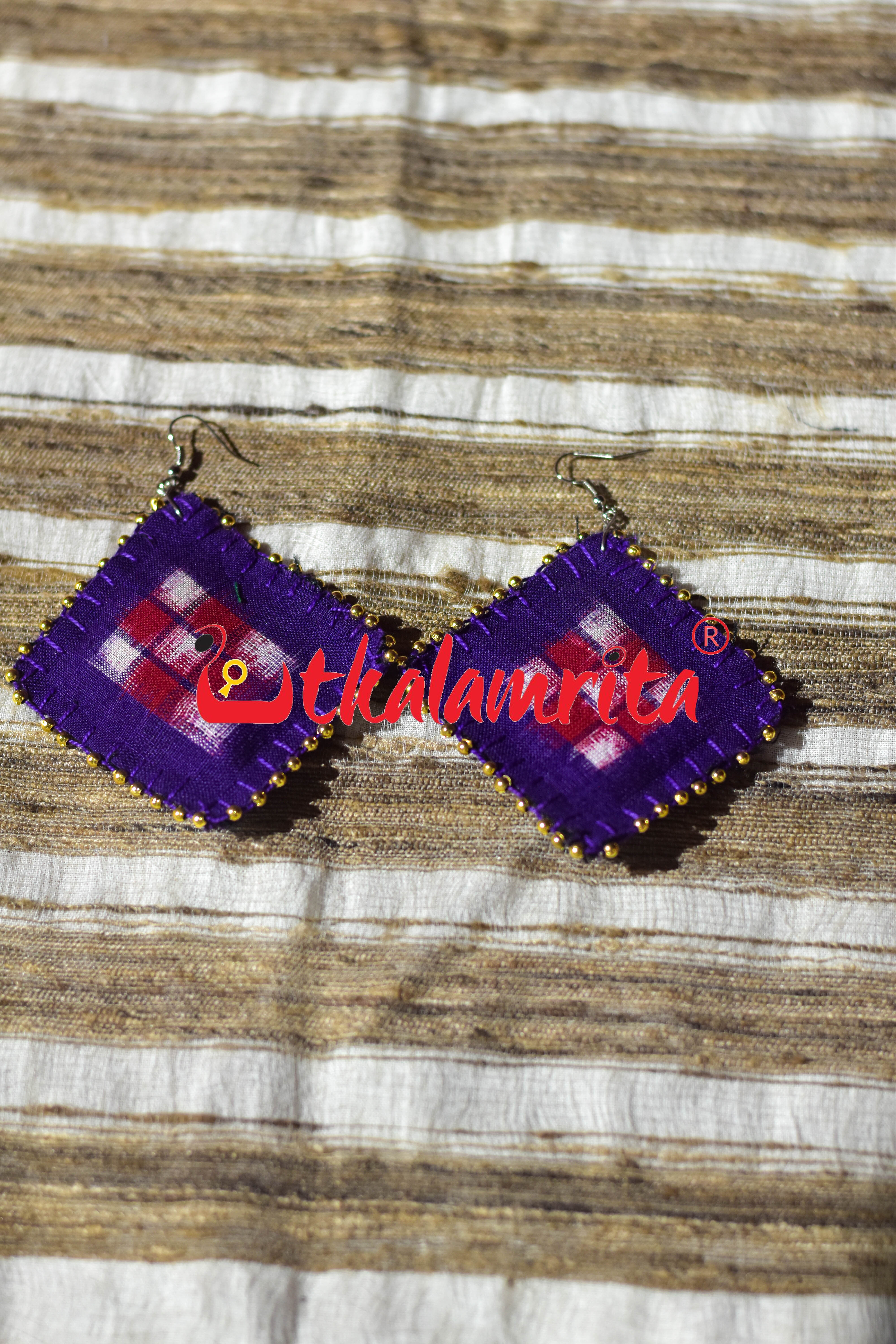 Purple Golden Maali Star Sakta Earrings
