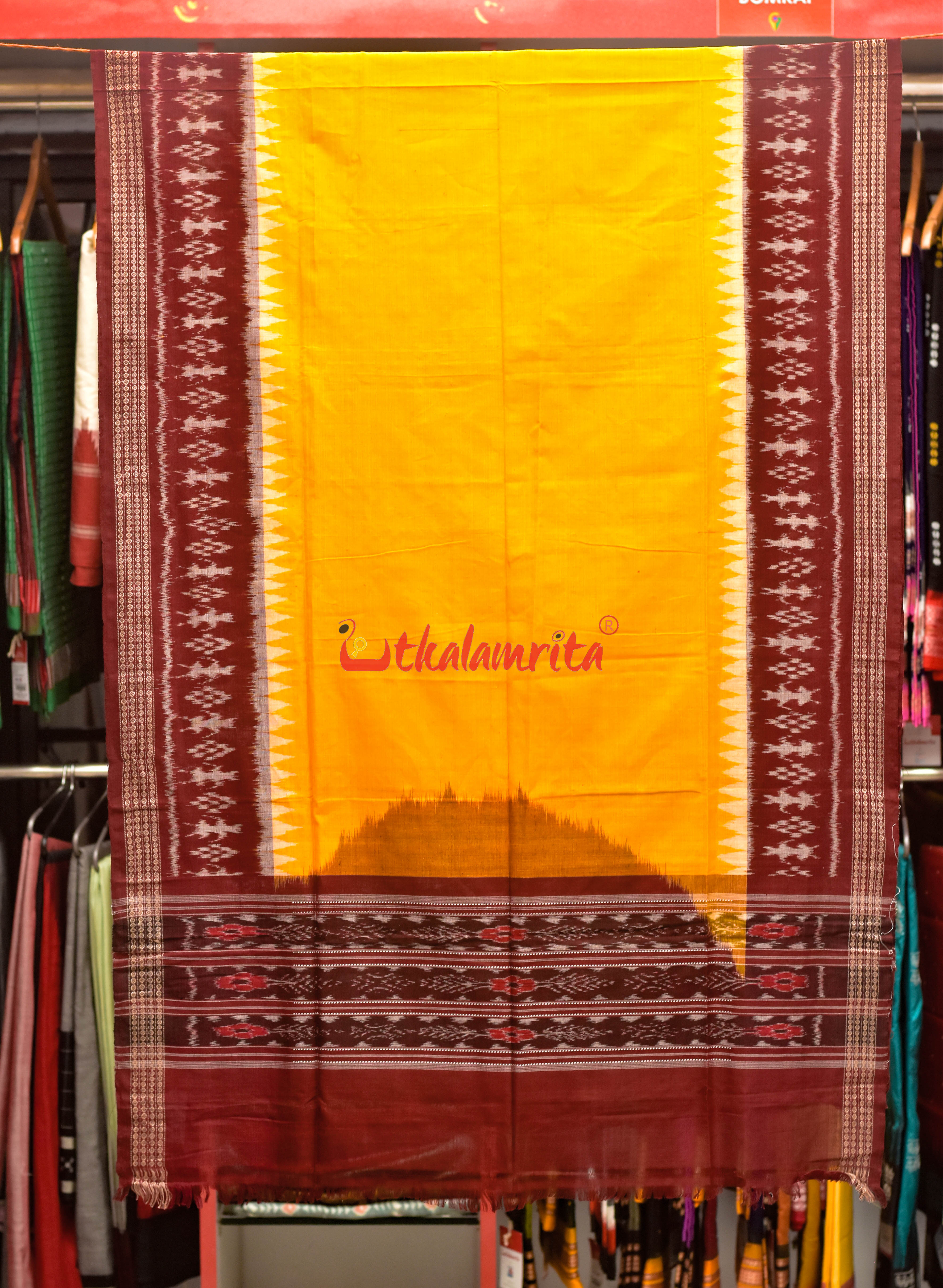 Yellow Maroon Tribal Cotton (Dupatta)