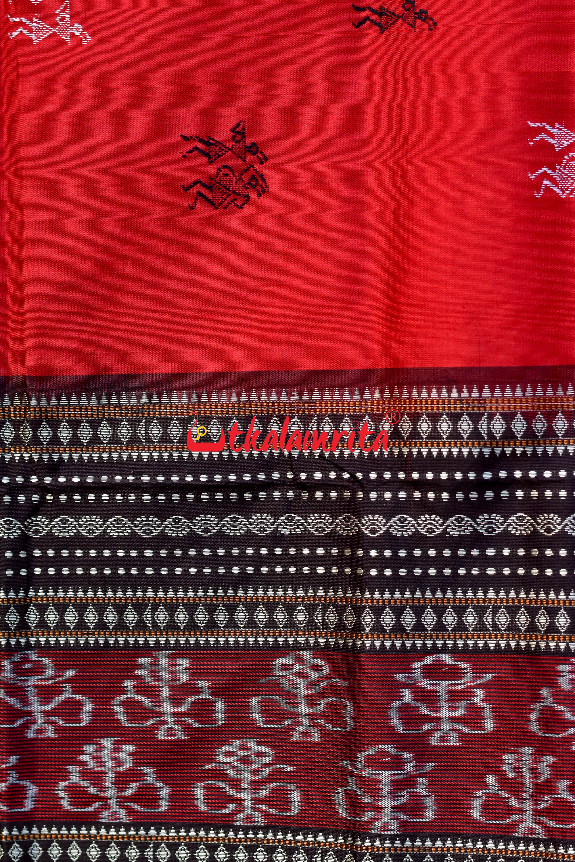 Red Black Sabari Sambalpuri Silk Saree
