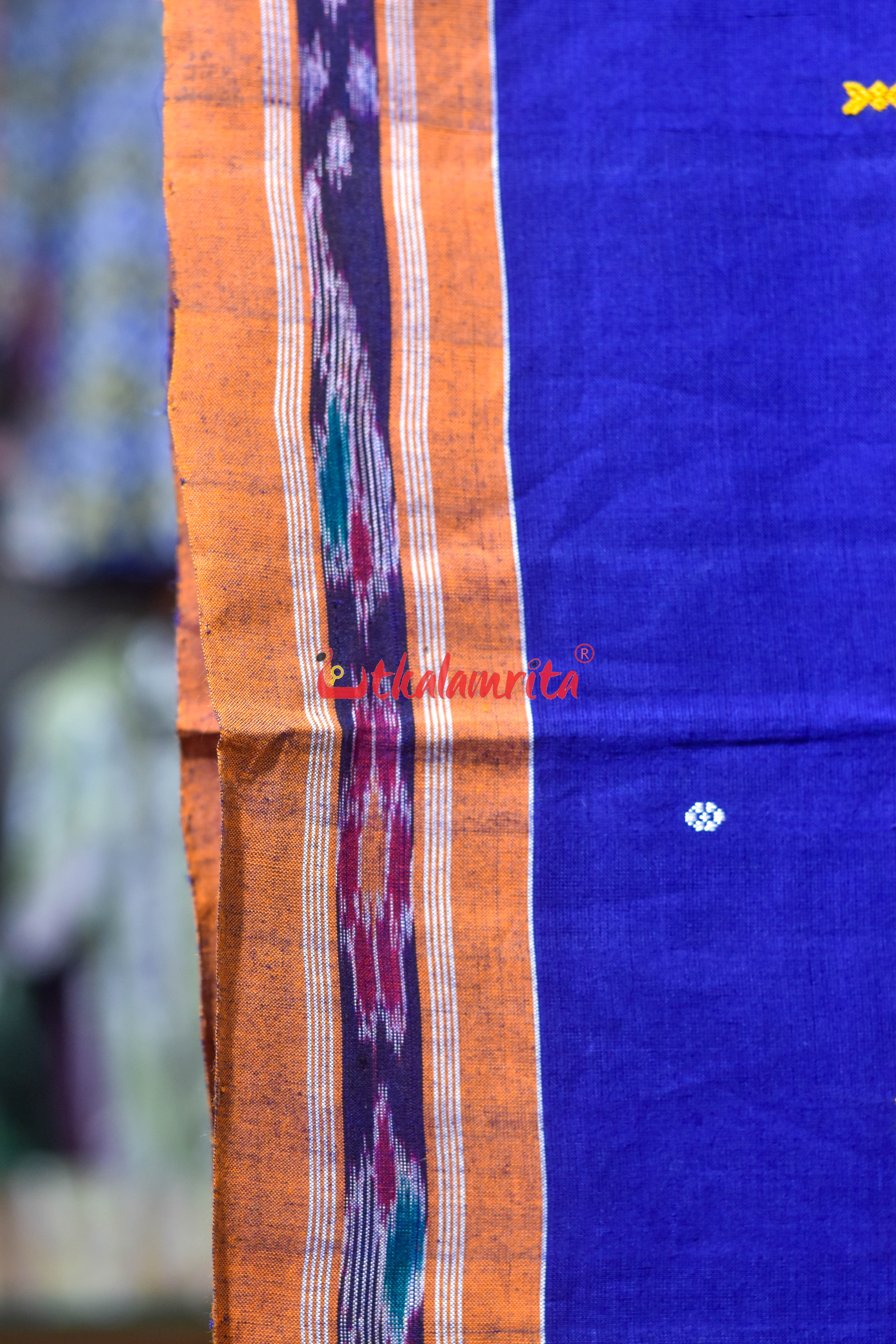 Blue Orange Mayura Pittala Single Cotton Saree
