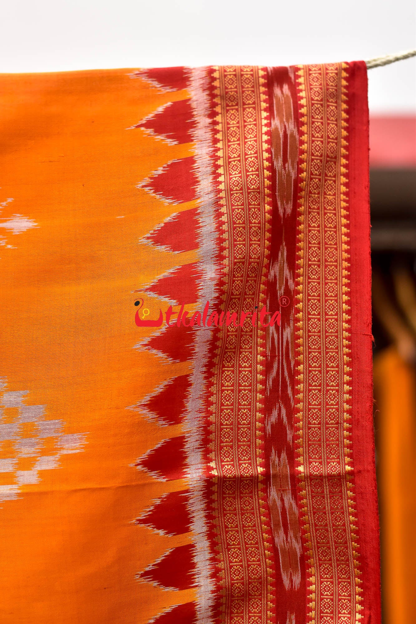 Orange Tarabali Khandua Silk Saree