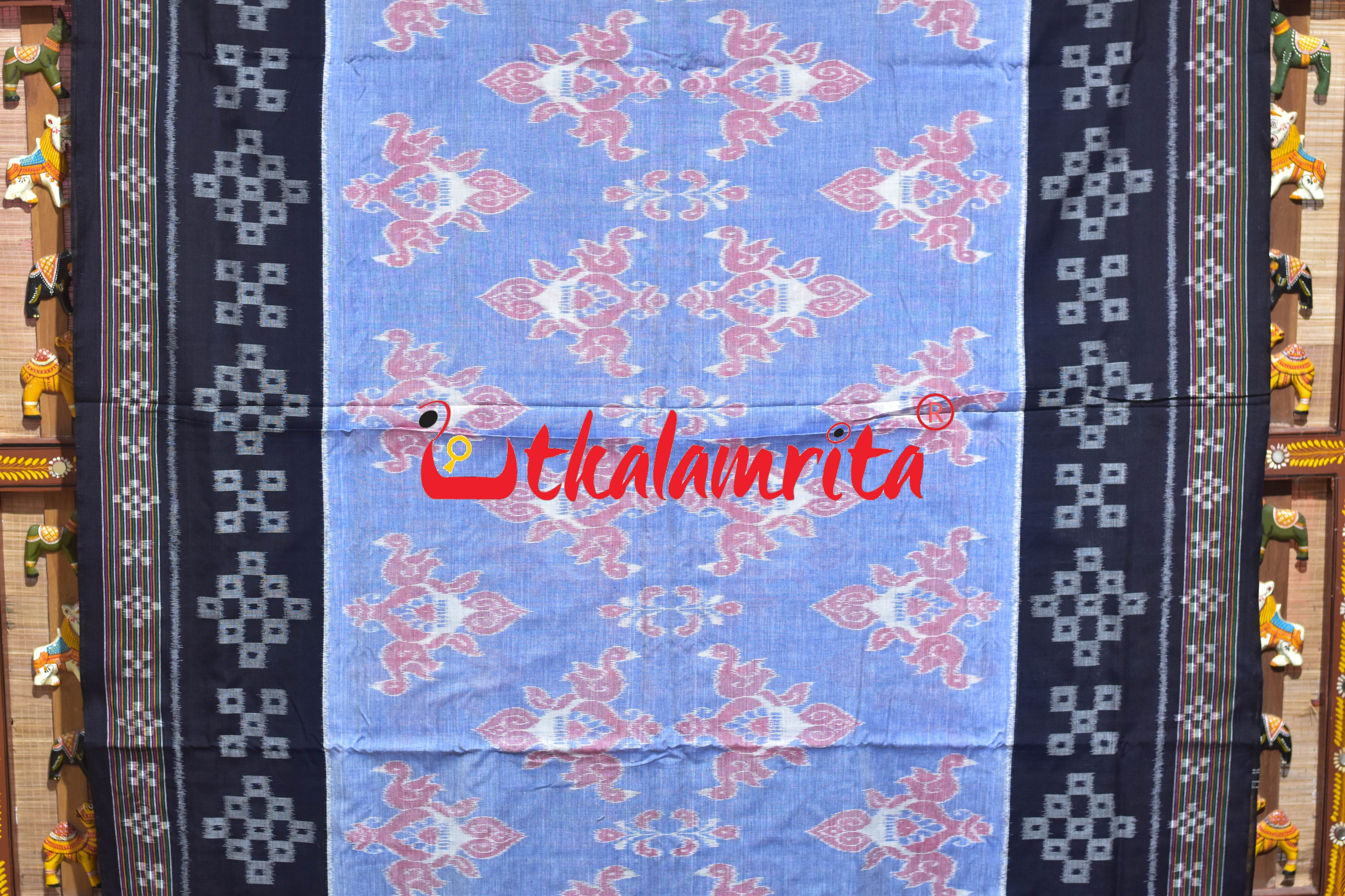 Light Blue Chadhei Pasapali Scot Khandua Cotton Saree