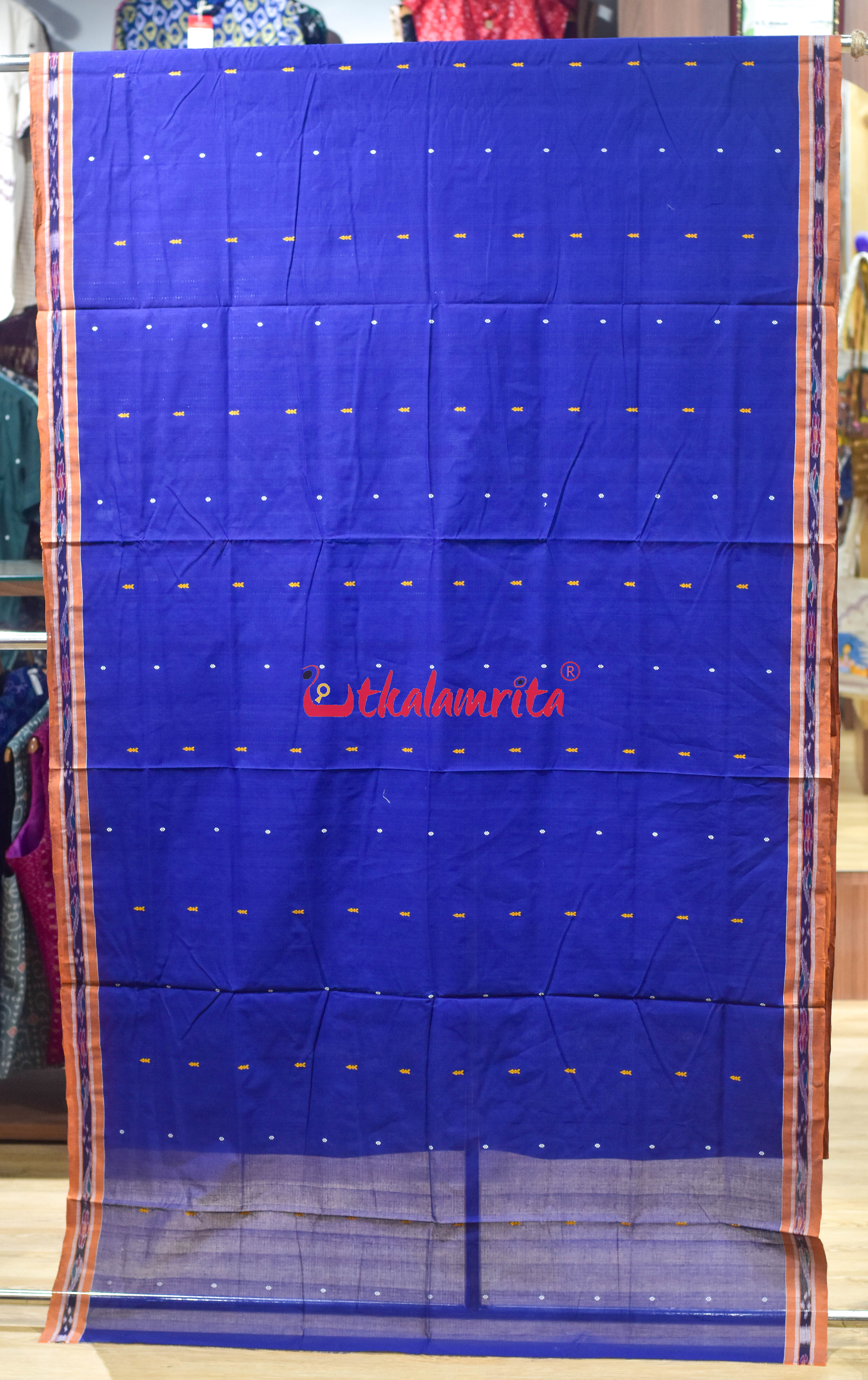 Blue Orange Mayura Pittala Single Cotton Saree