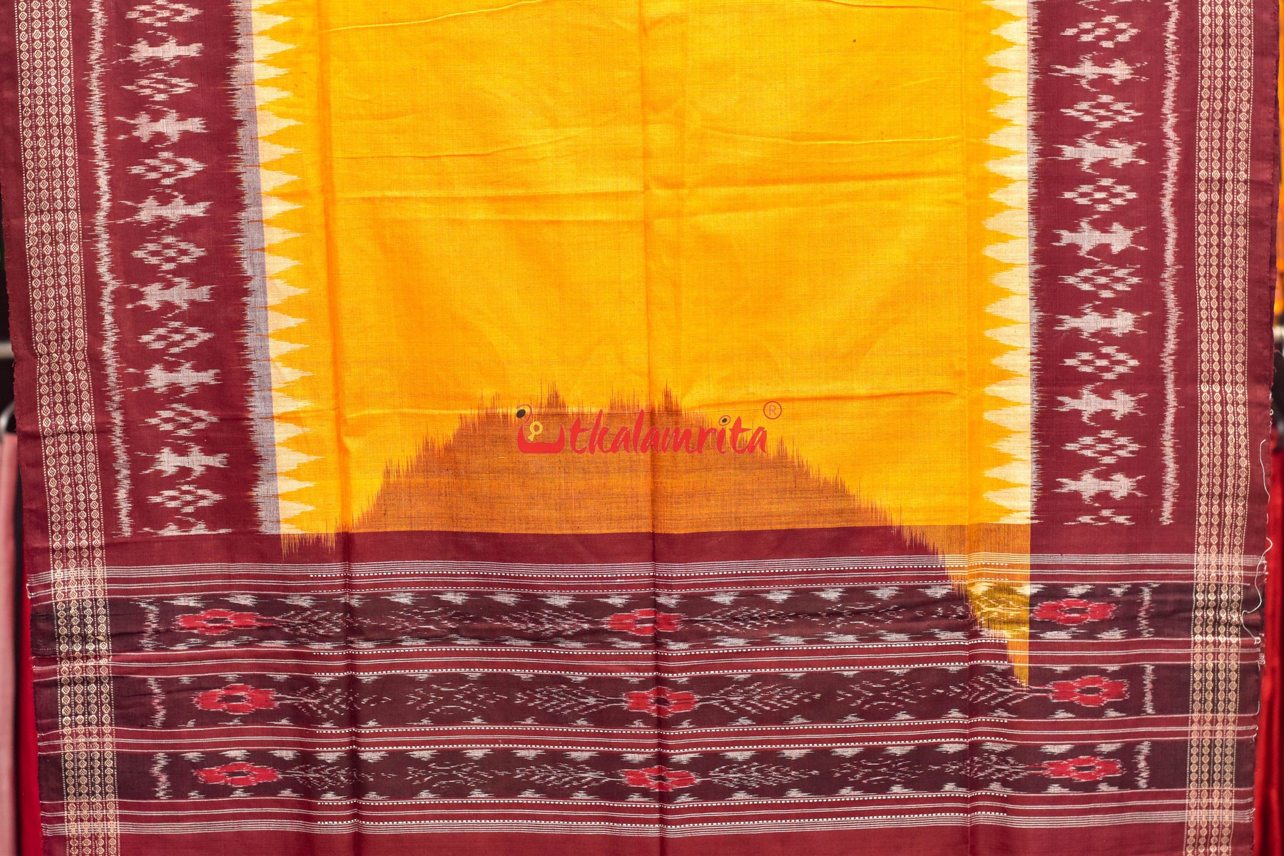 Yellow Maroon Tribal Cotton (Dupatta)