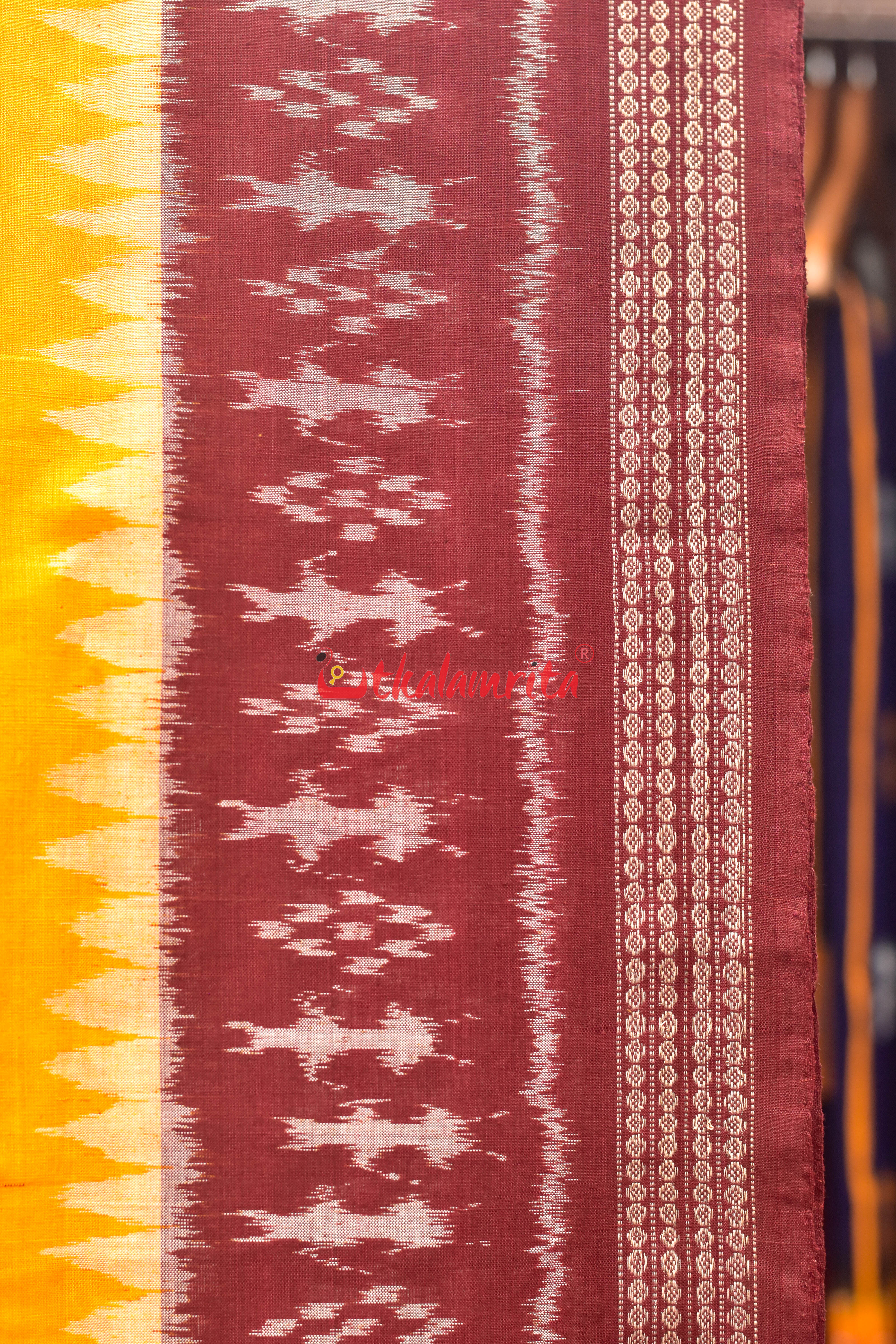 Yellow Maroon Tribal Cotton (Dupatta)