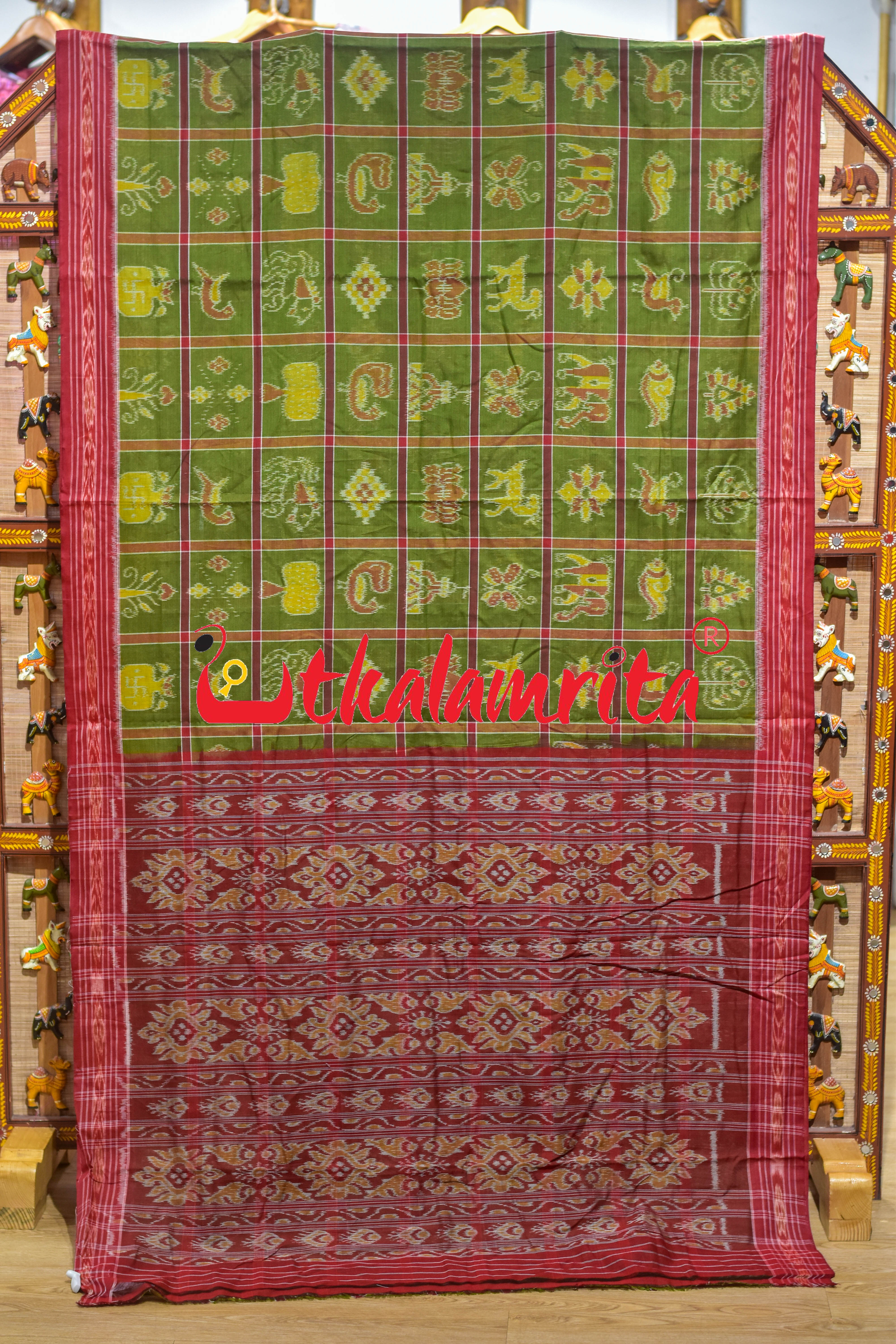 Mehndi Nabakothi Cotton Saree