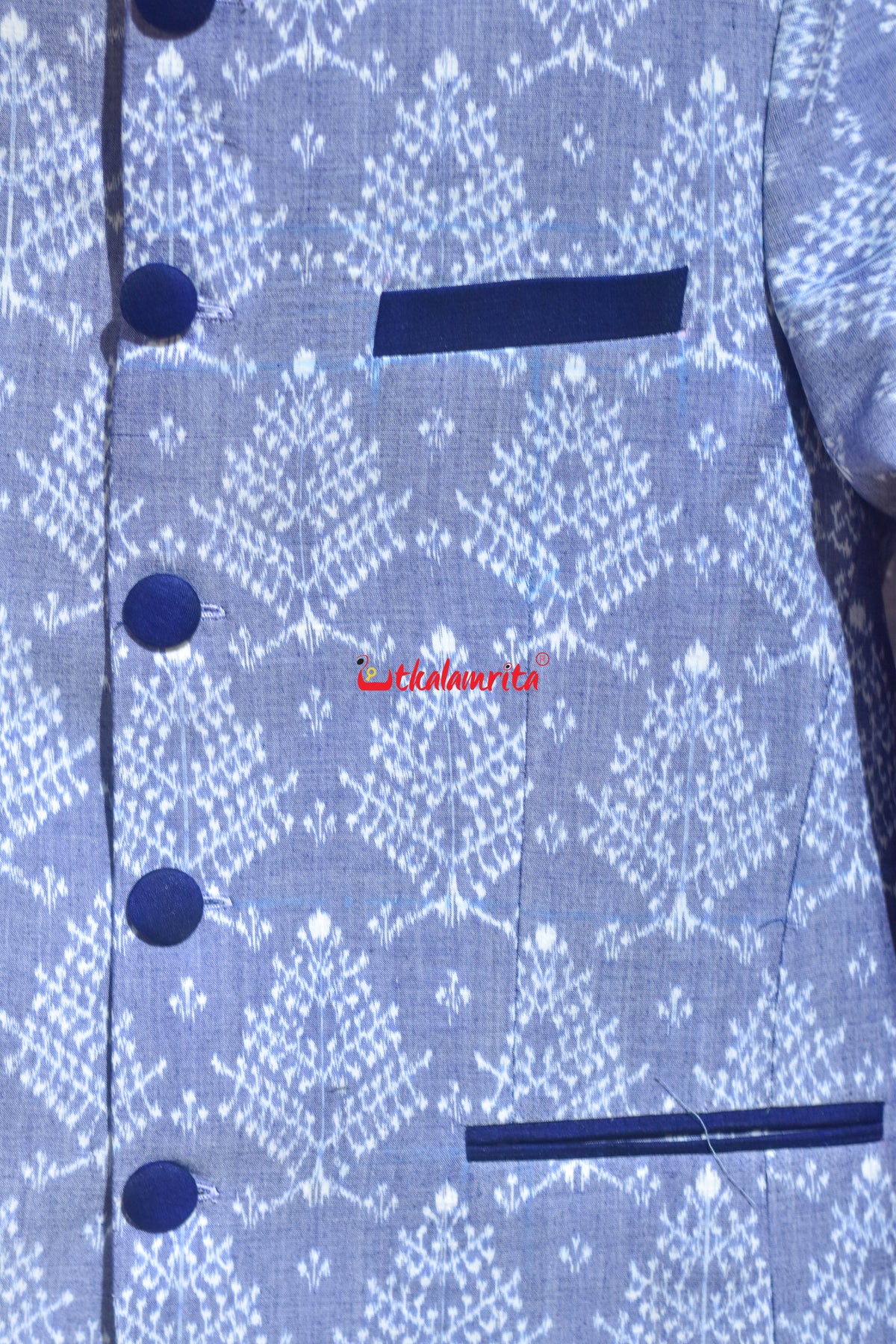 Sky Blue Gacha Sambalpuri (Men's Jodhpuri Coat)