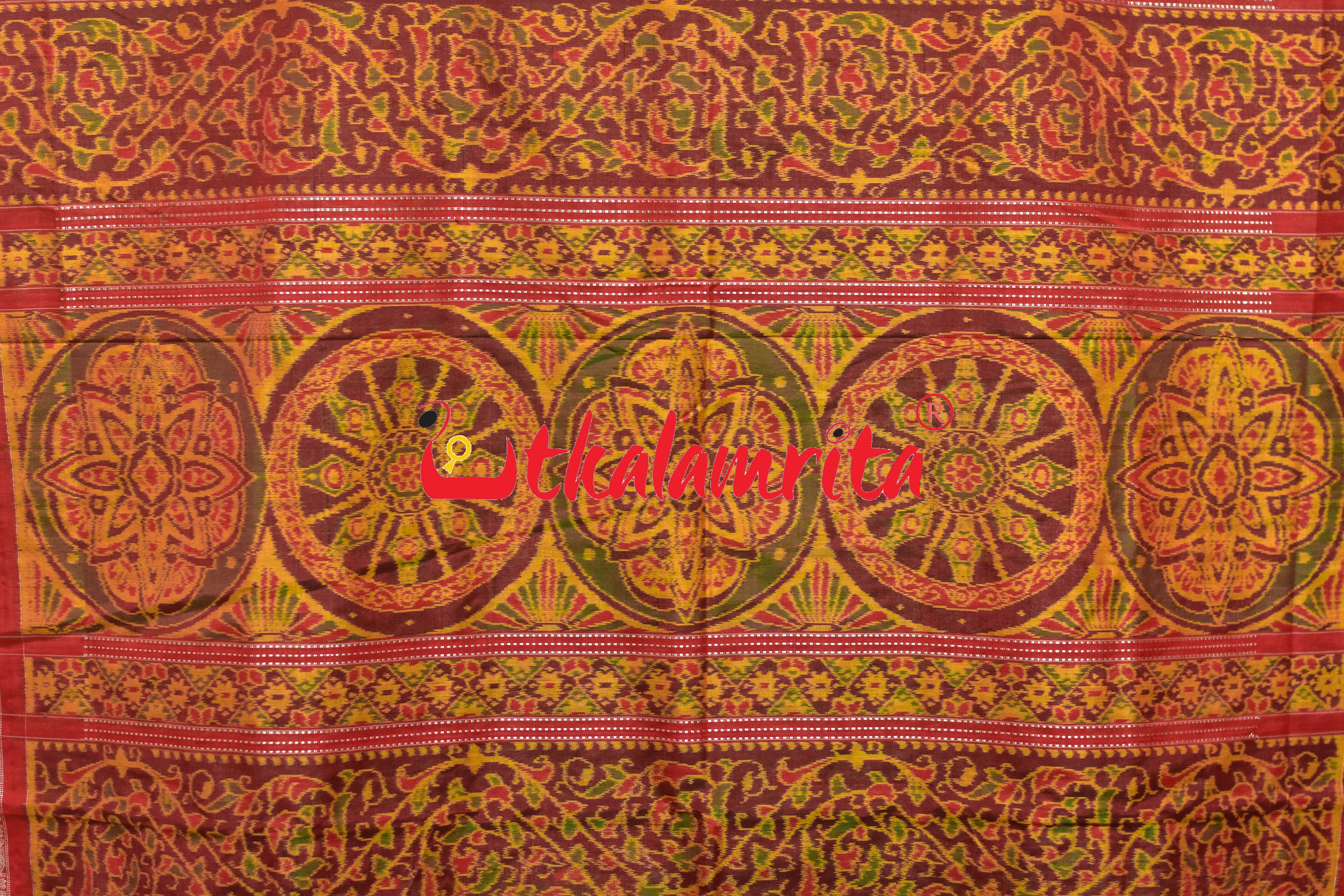 Green Elephant Tree of Life Bapta Sambalpuri Saree