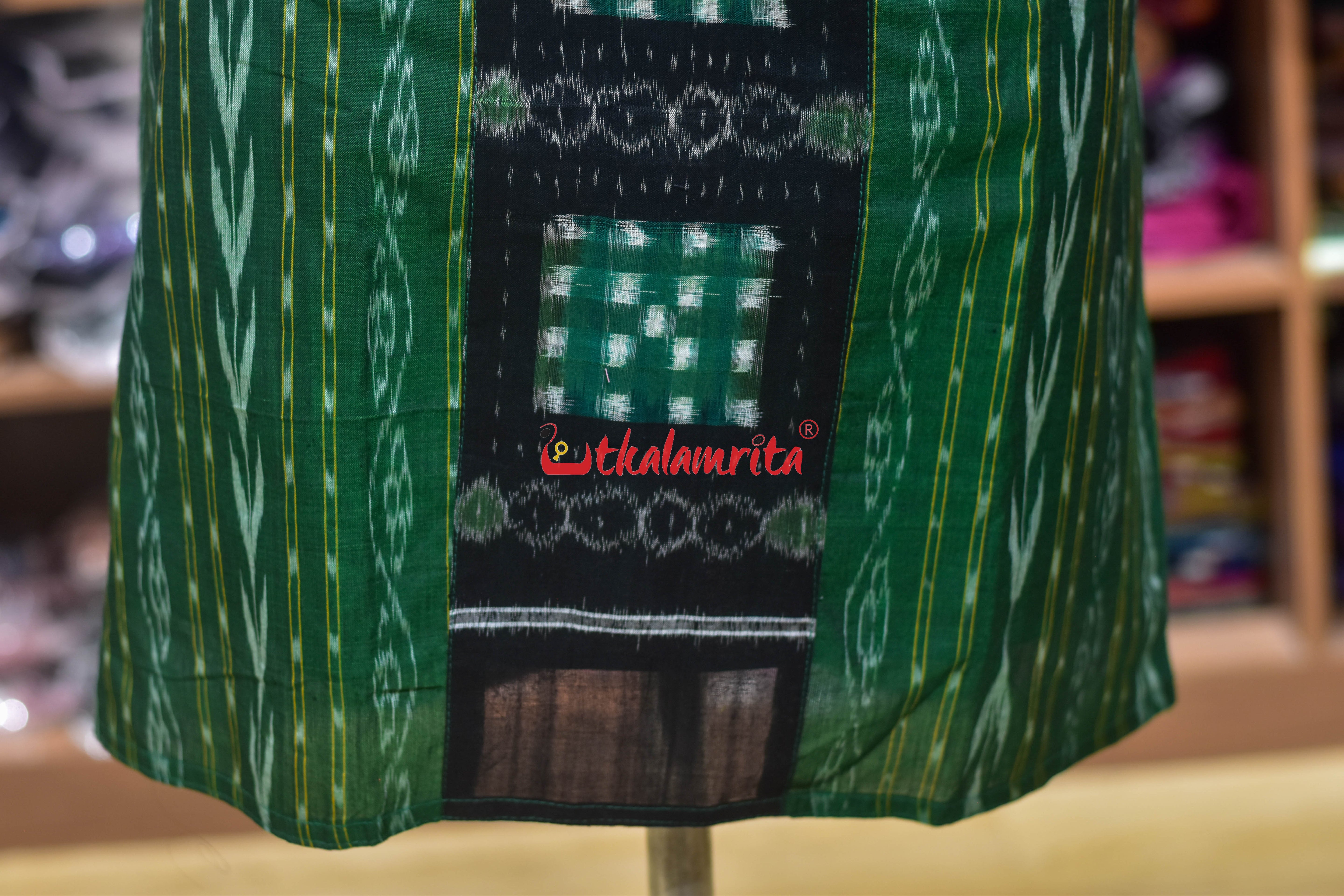 Green Ikat with Middle Pasapali (Ladies' Kurti)