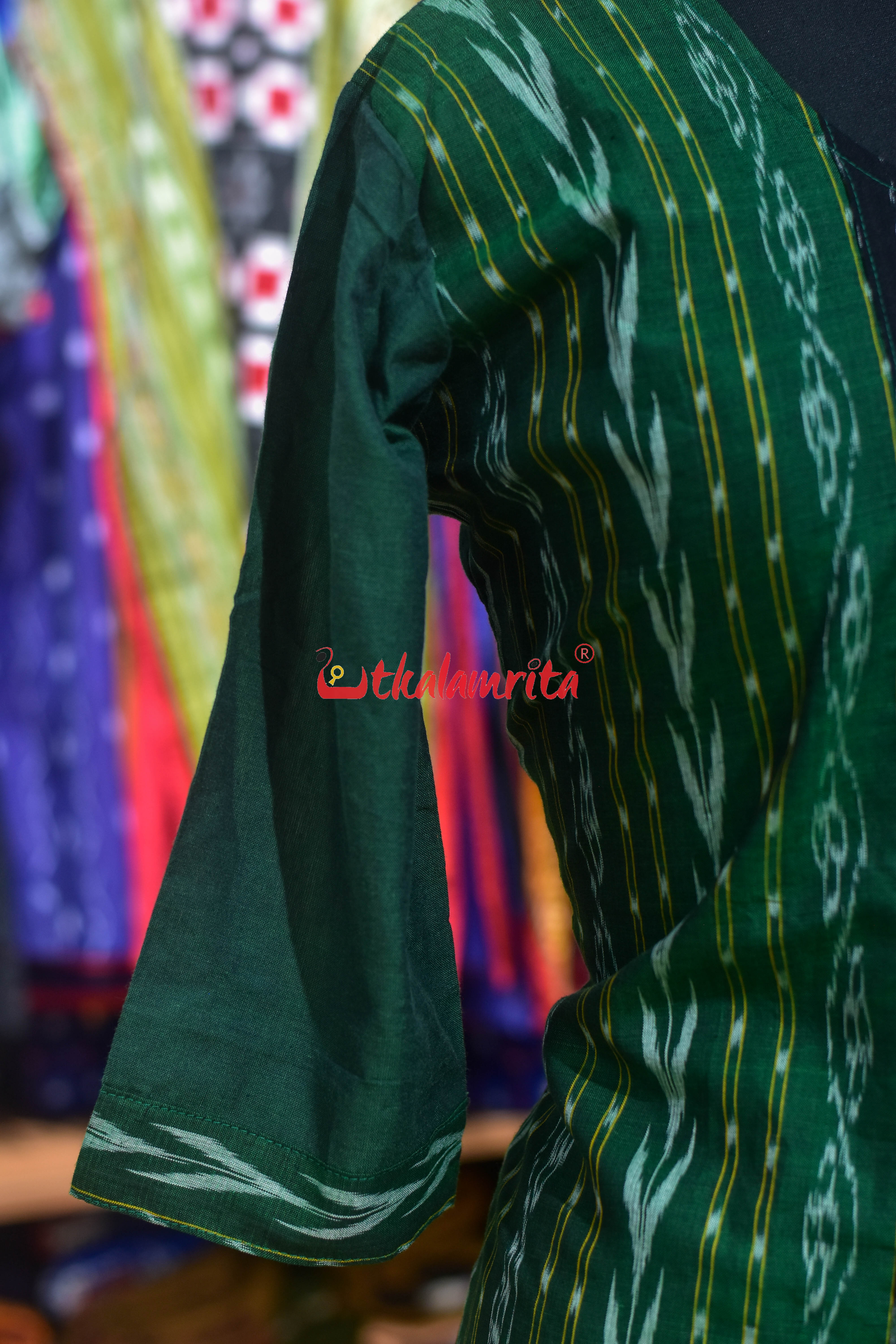 Green Ikat with Middle Pasapali (Ladies' Kurti)
