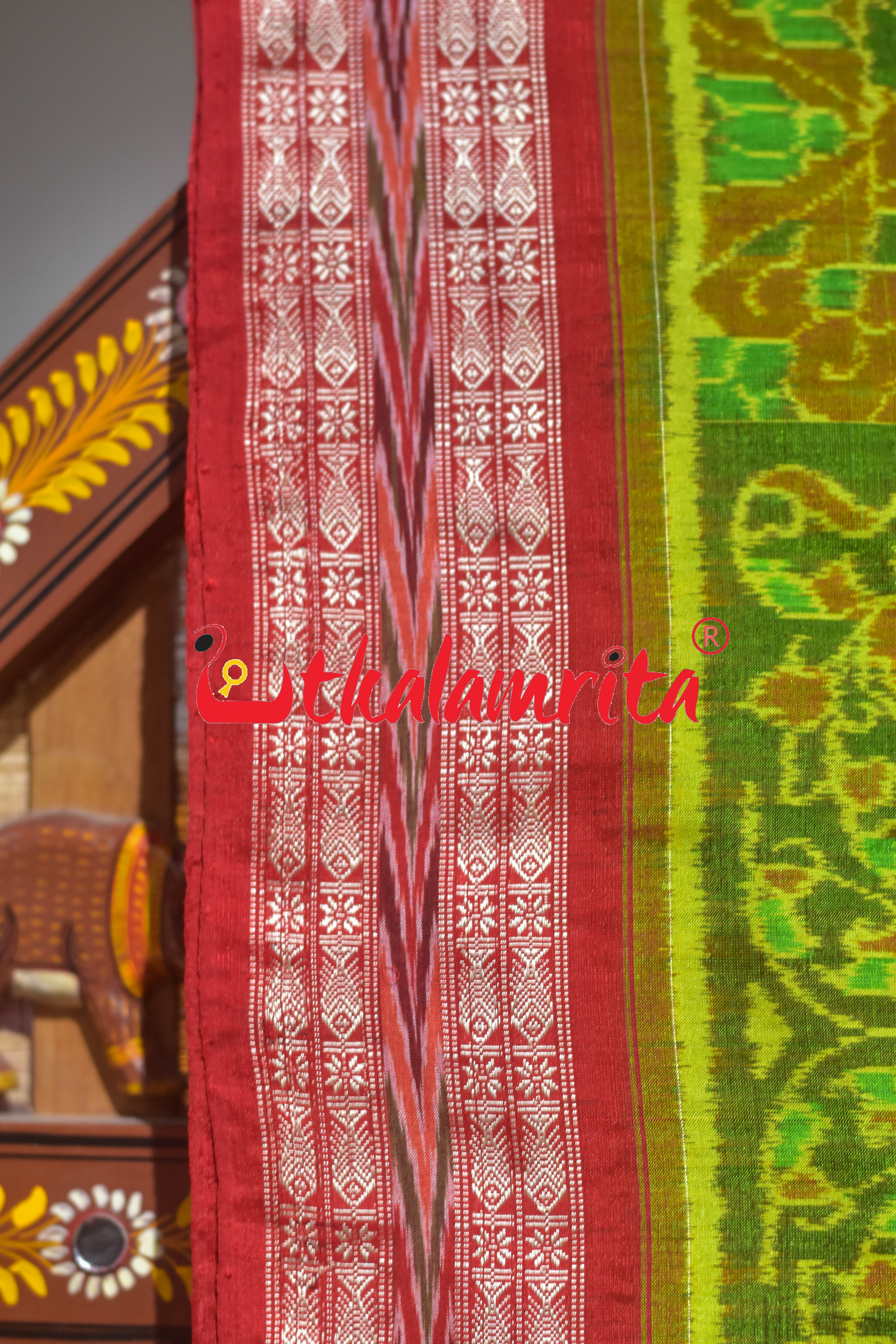 Green Elephant Tree of Life Bapta Sambalpuri Saree