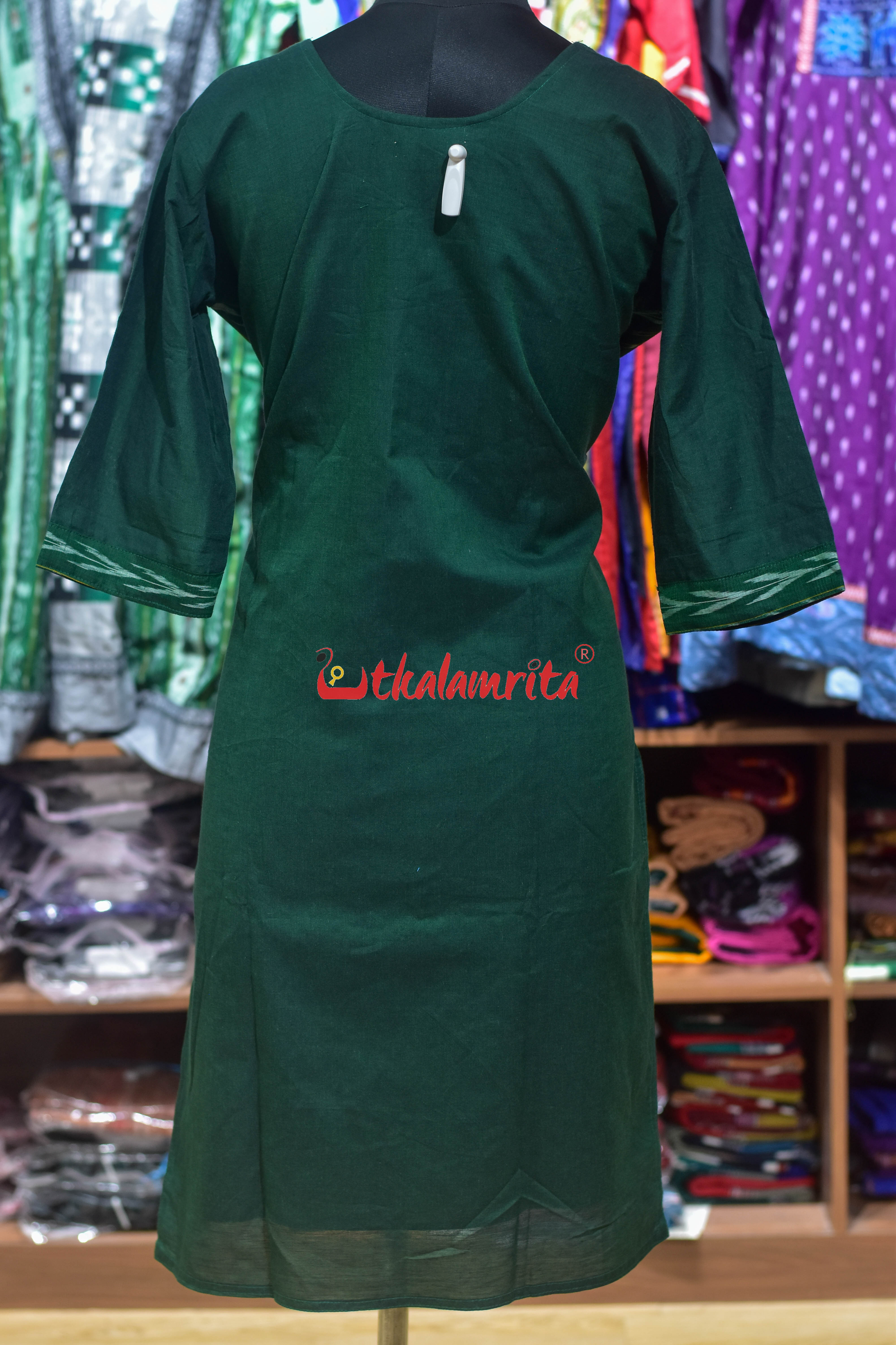 Green Ikat with Middle Pasapali (Ladies' Kurti)
