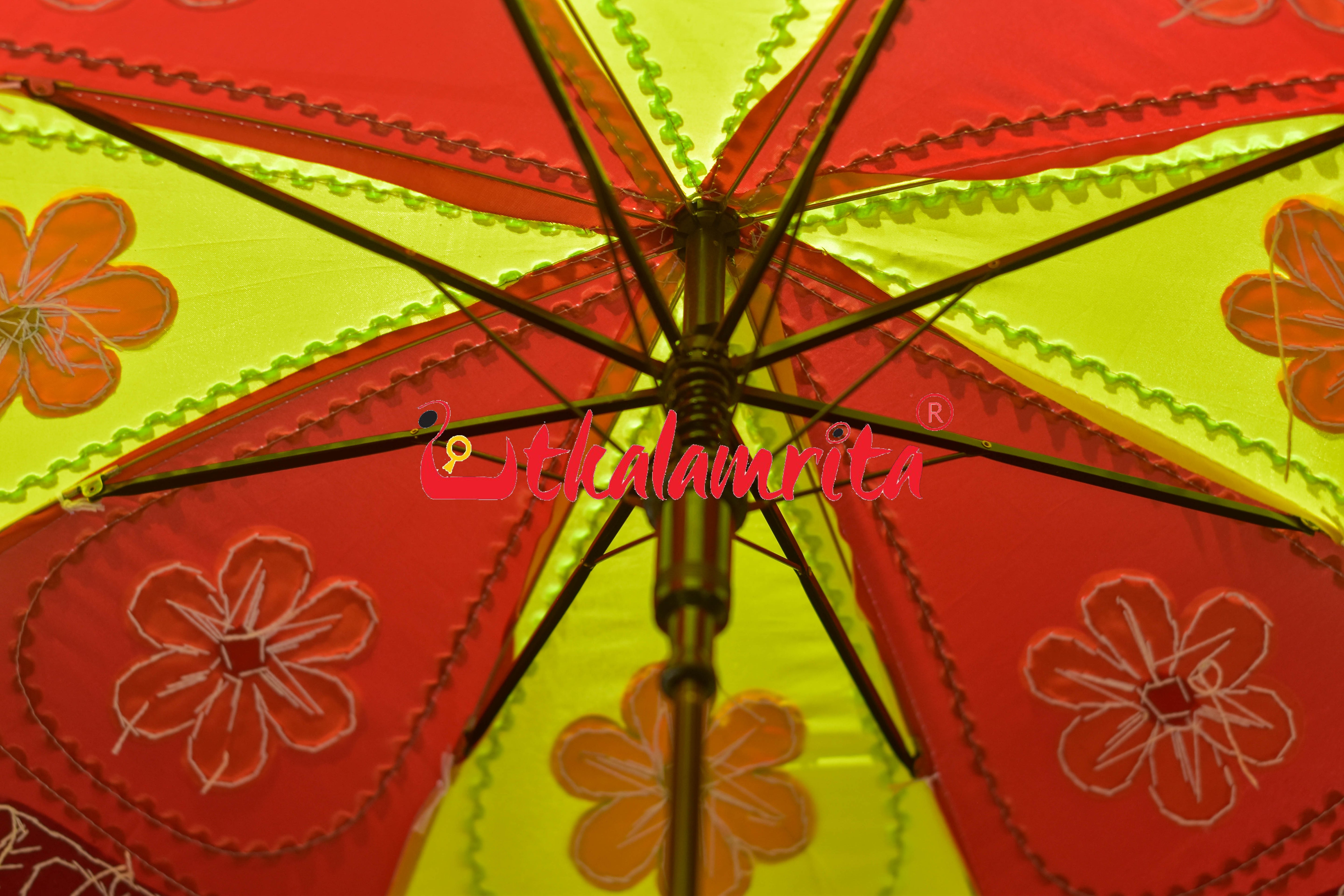 Red Yellow Elephants Pipli Waterproof Umbrella