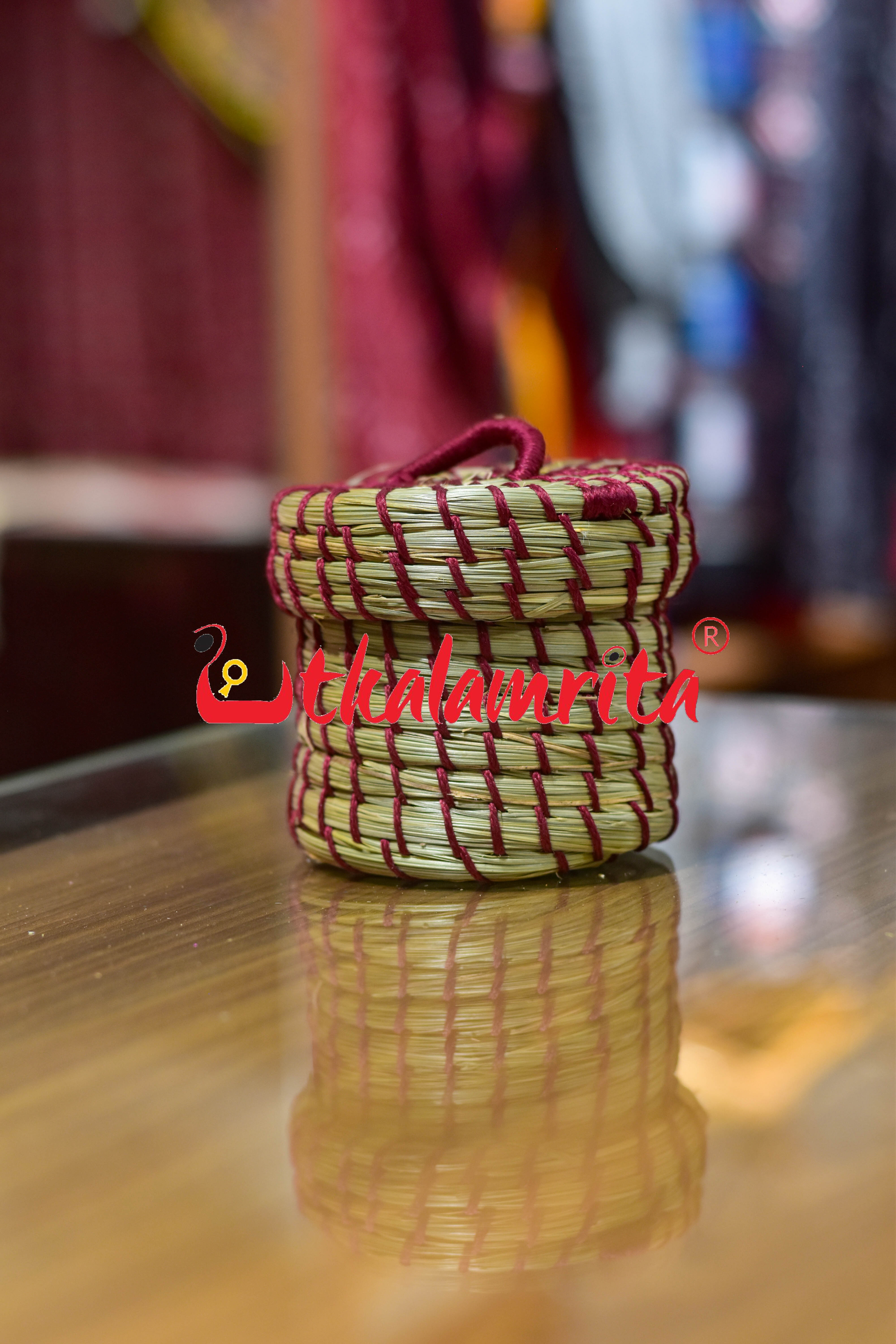 Sabai Grass Maroon Thread Jewellery Box