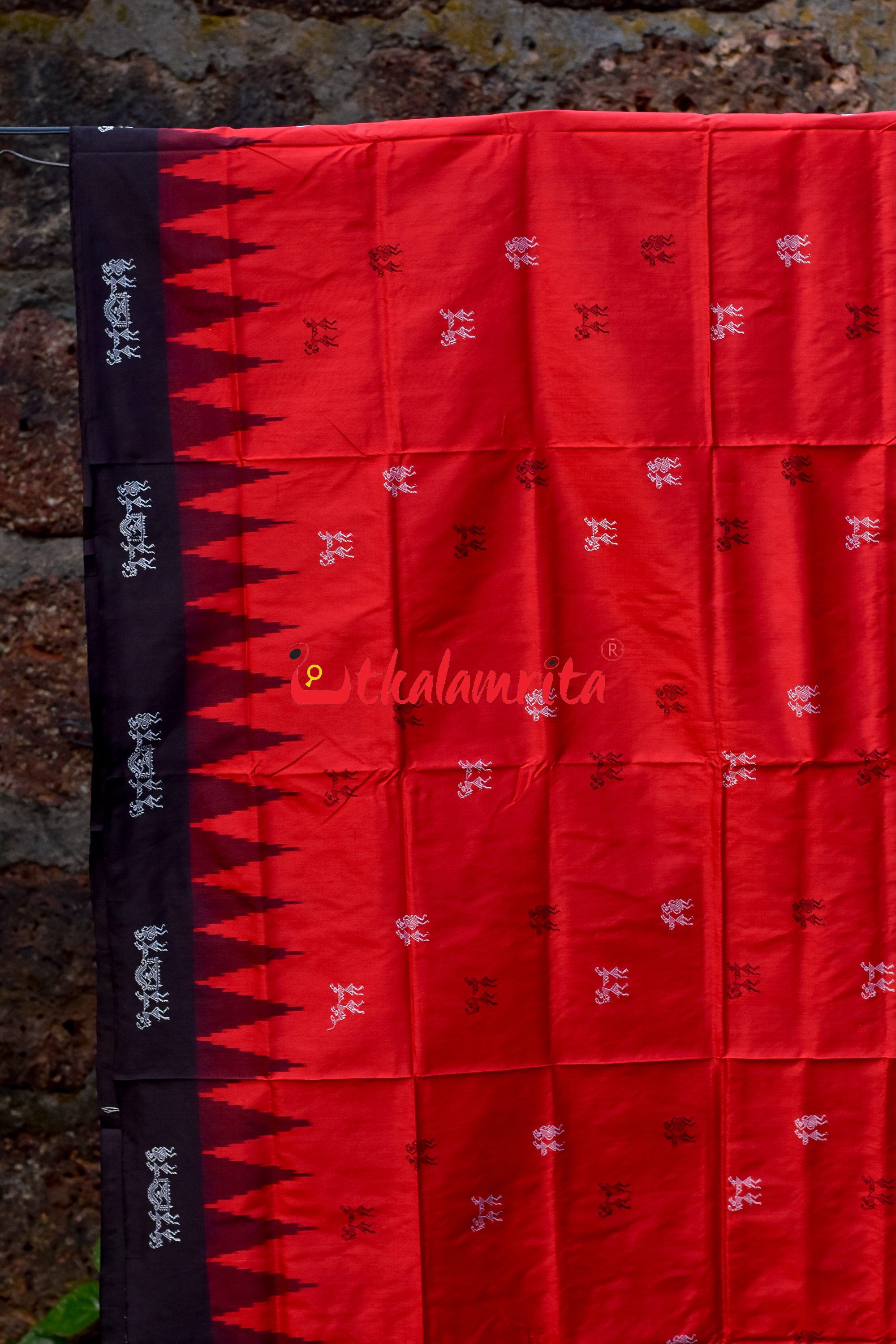 Red Black Sabari Sambalpuri Silk Saree