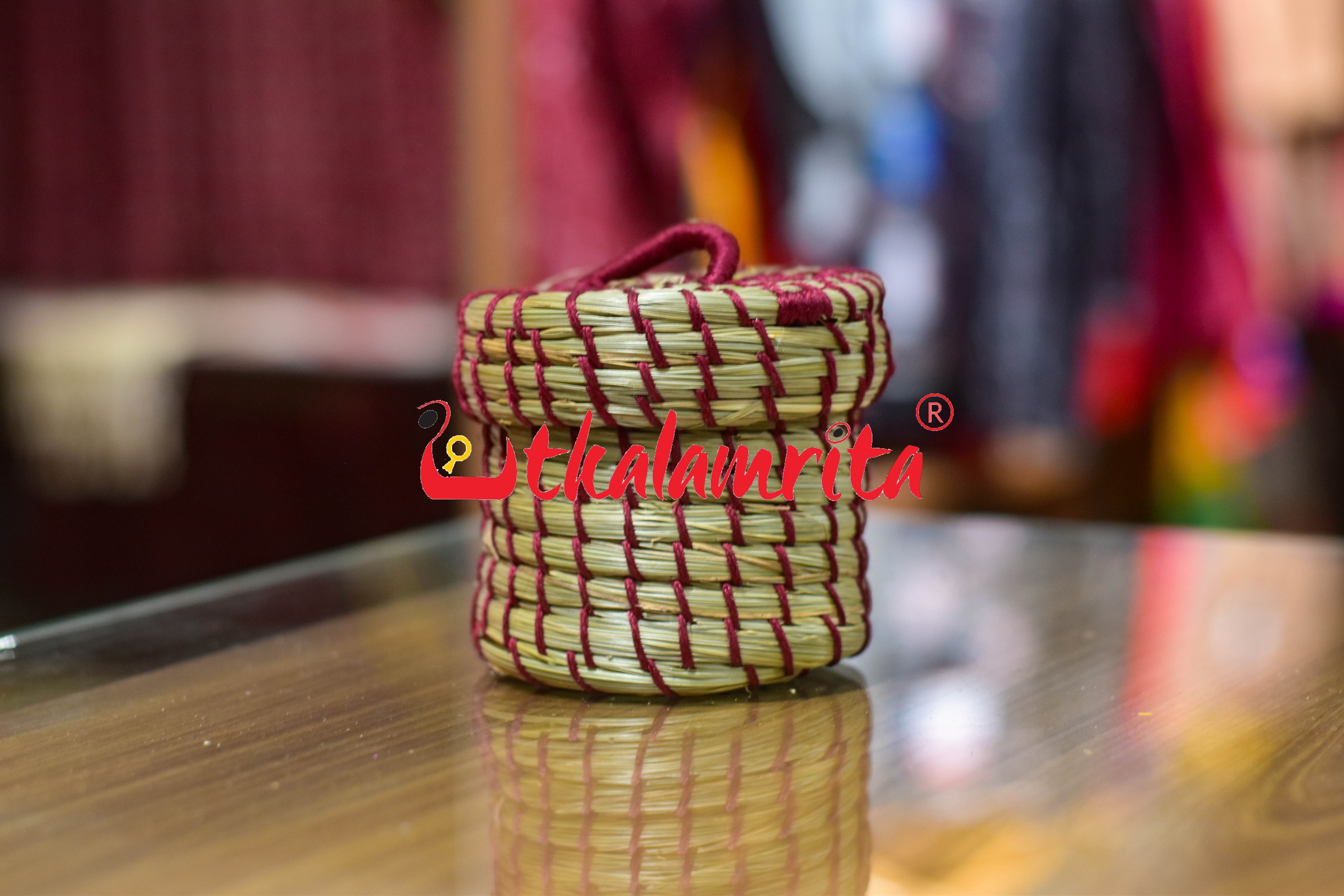 Sabai Grass Maroon Thread Jewellery Box