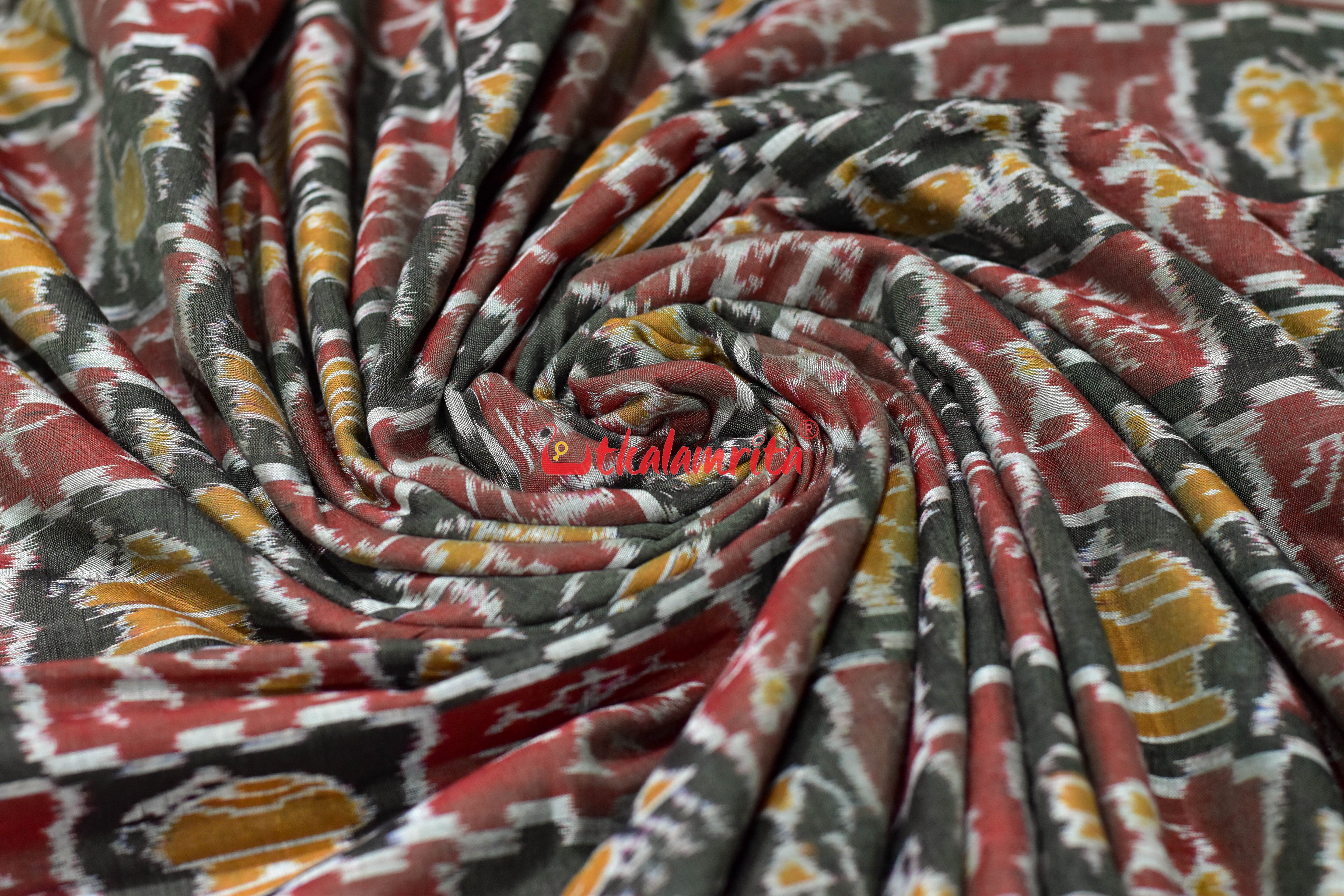 Olive Brown Tribal Culture Sambalpuri Cotton (Fabric)