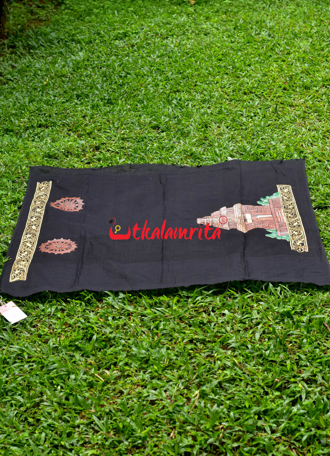 Konark Temple Pattachitra Black (Kurta Piece)