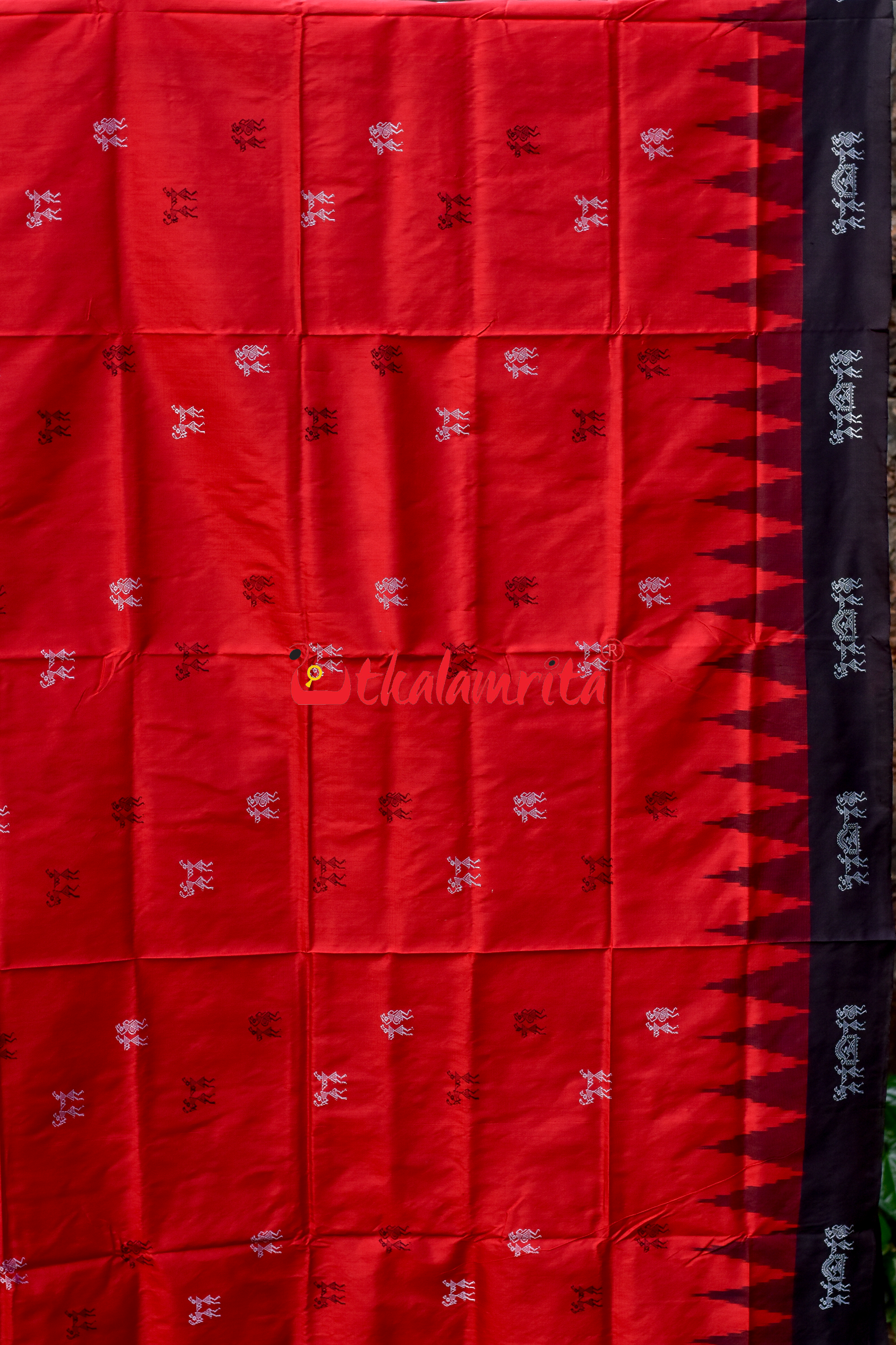 Red Black Sabari Sambalpuri Silk Saree