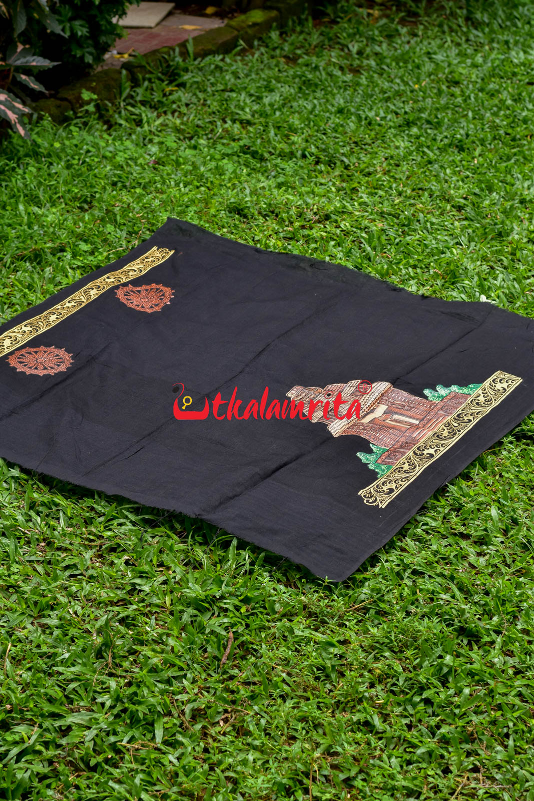 Konark Temple Pattachitra Black (Kurta Piece)
