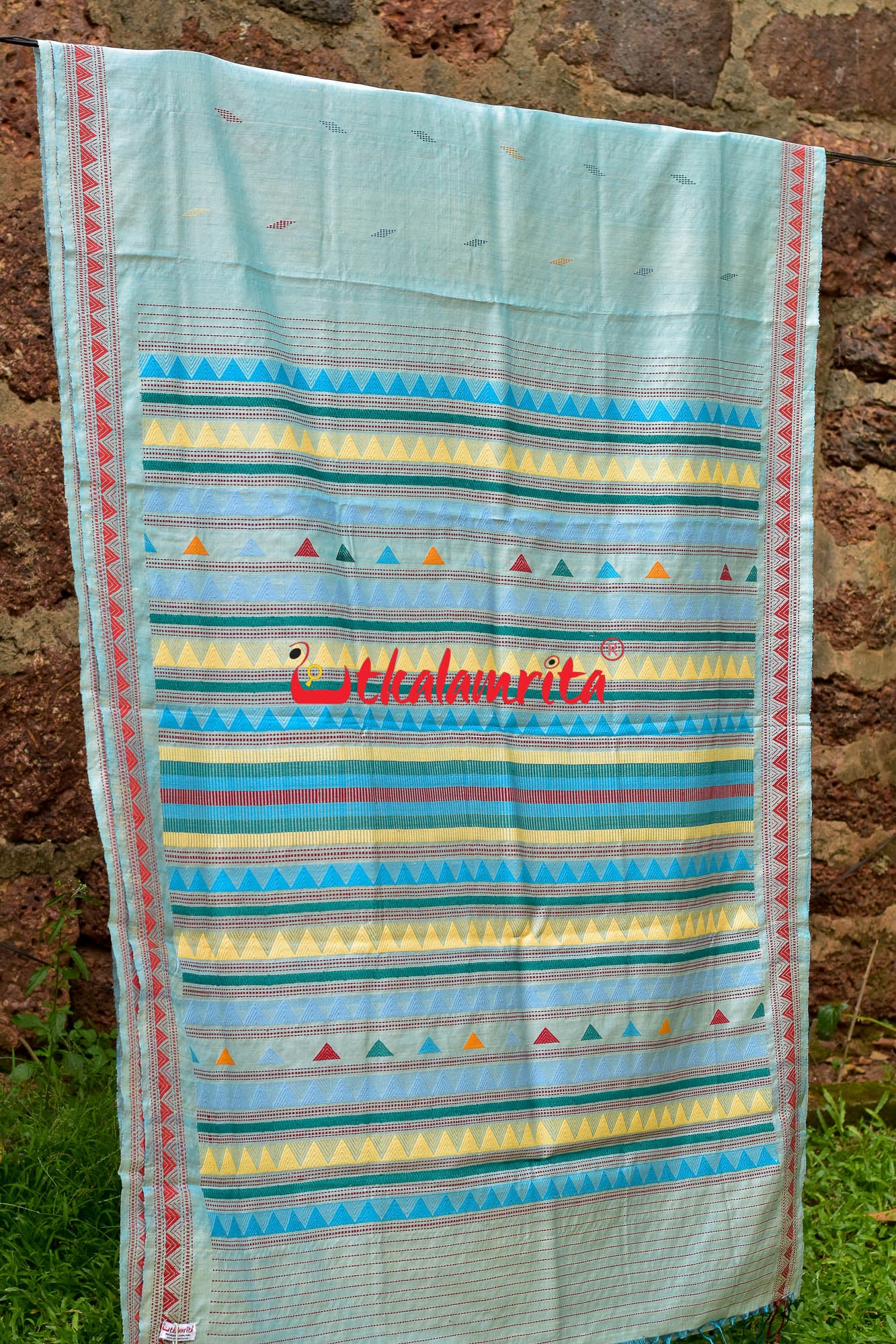 Light Blue Dongria Fine Tussar Silk Saree