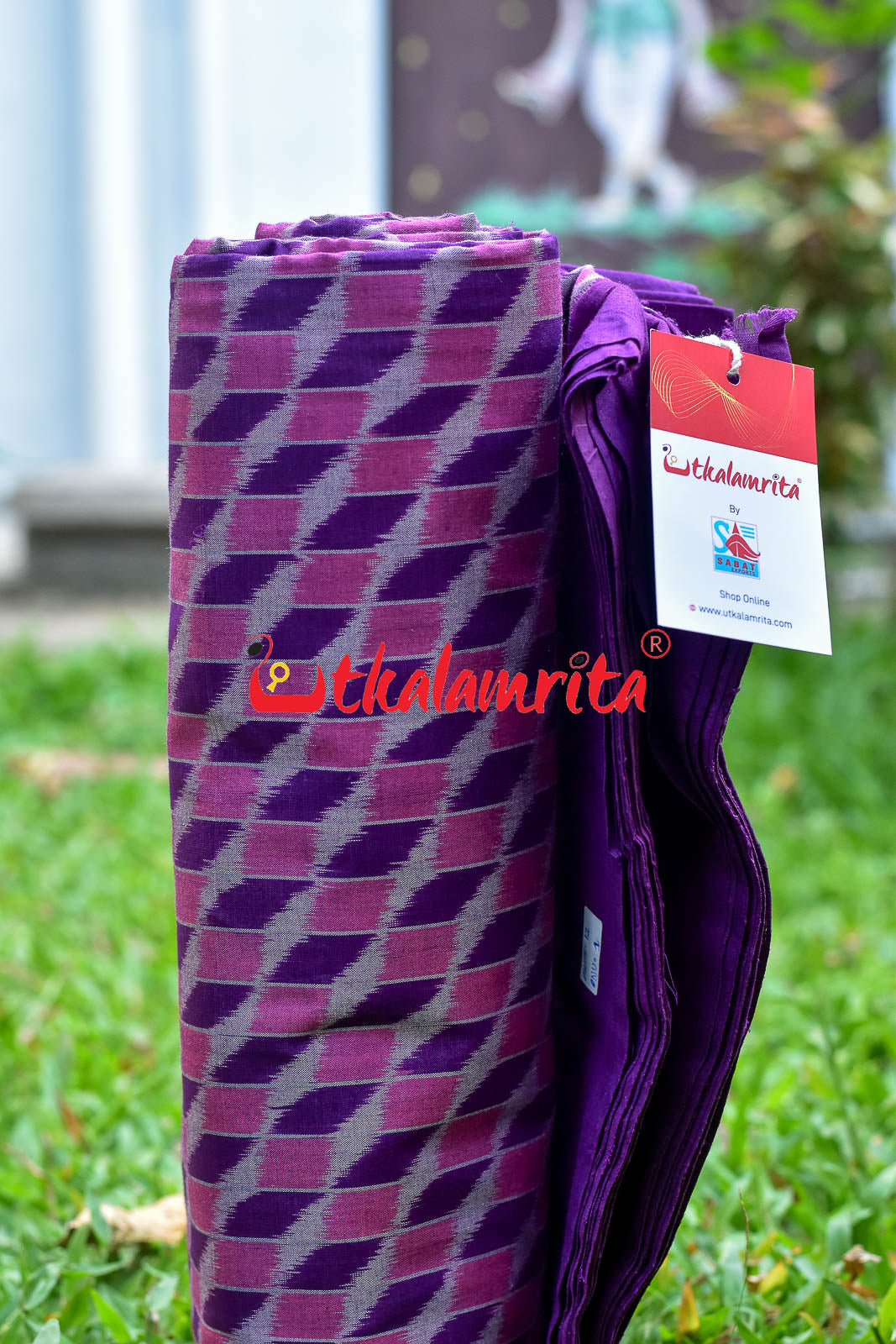 3D Pink Purple Sambalpuri Cotton (Fabric)