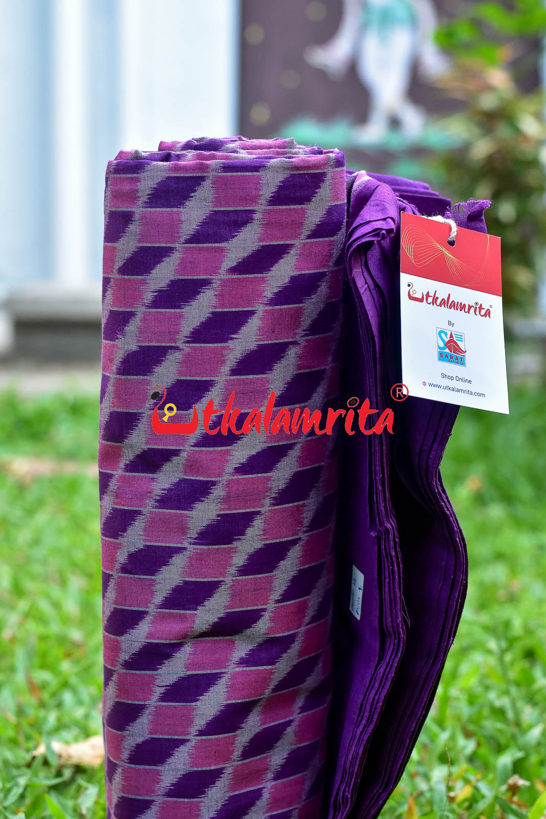 3D Pink Purple Sambalpuri Cotton (Fabric)