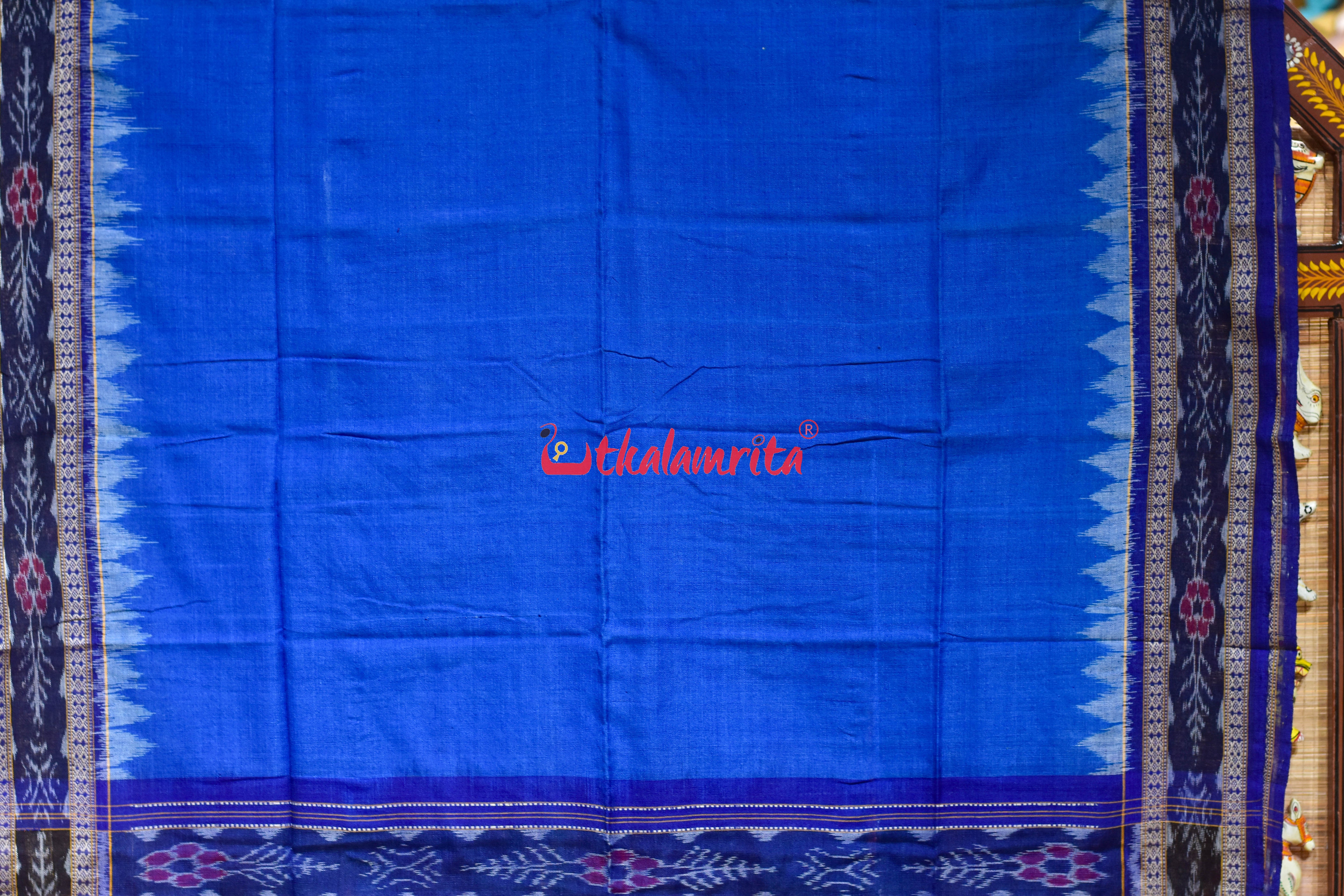 Blue Flower Bandha Cotton (Dupatta)