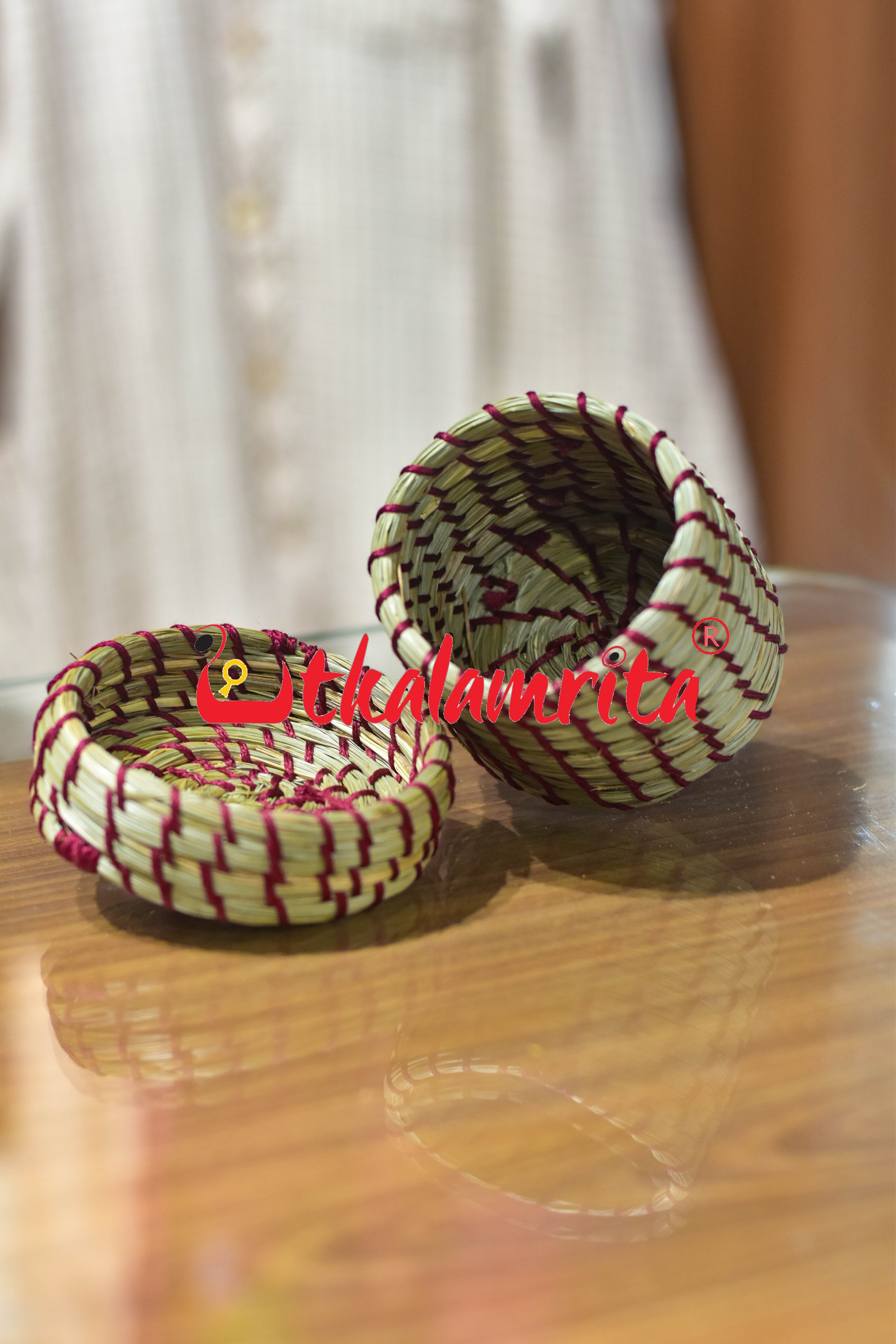 Sabai Grass Maroon Thread Jewellery Box