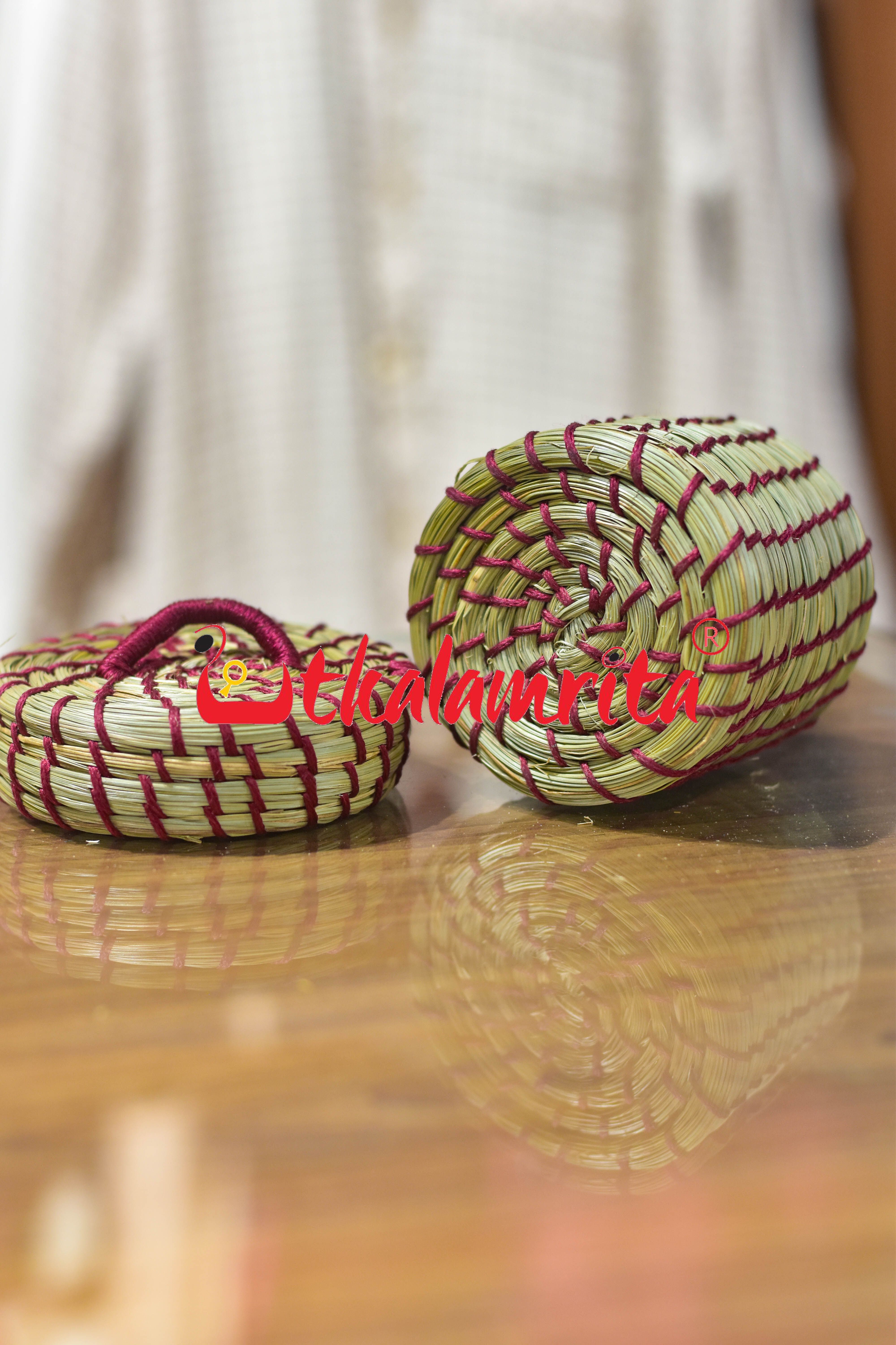 Sabai Grass Maroon Thread Jewellery Box