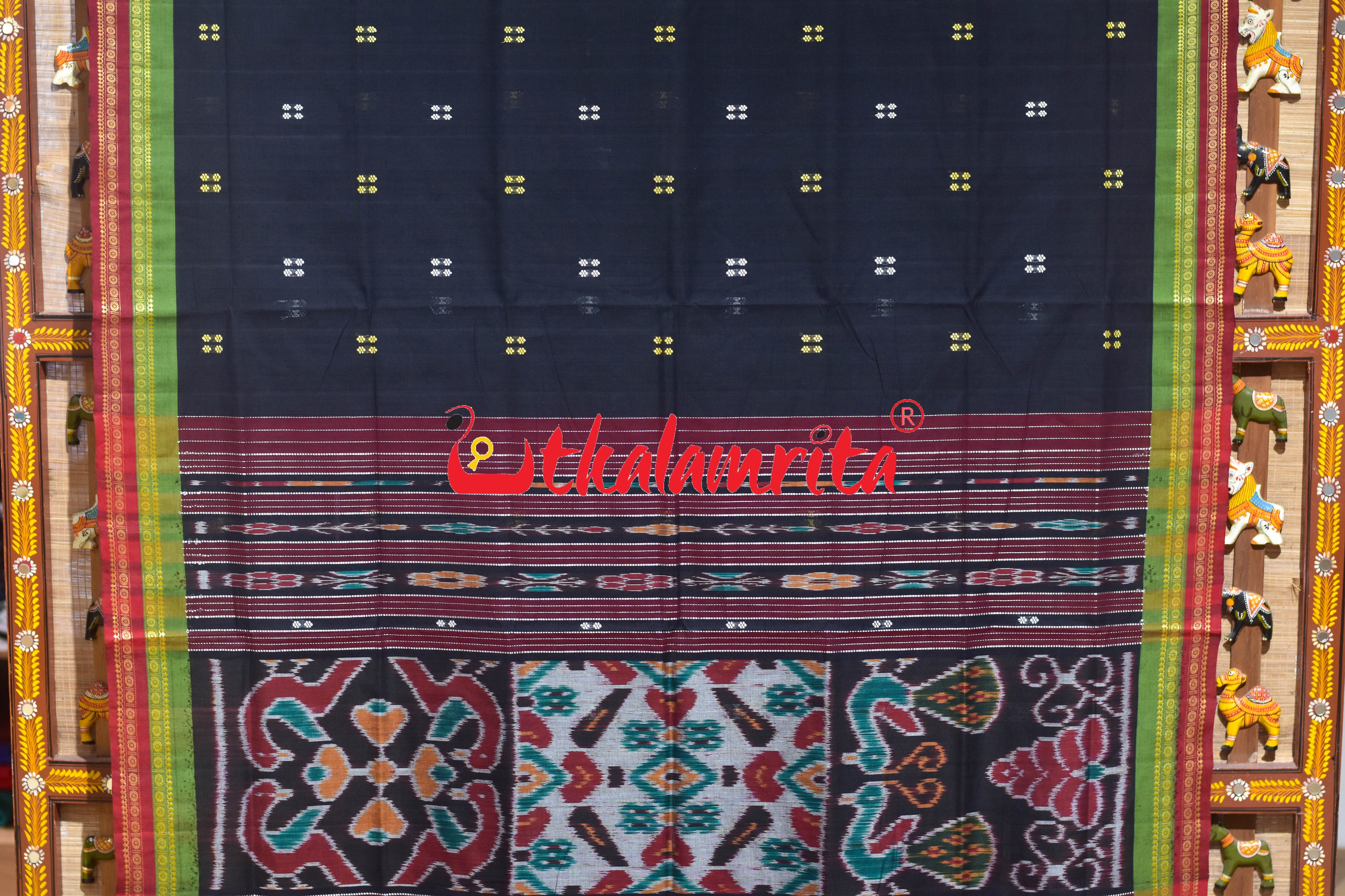 Black Double Border Doby Pittala Single Cotton Saree