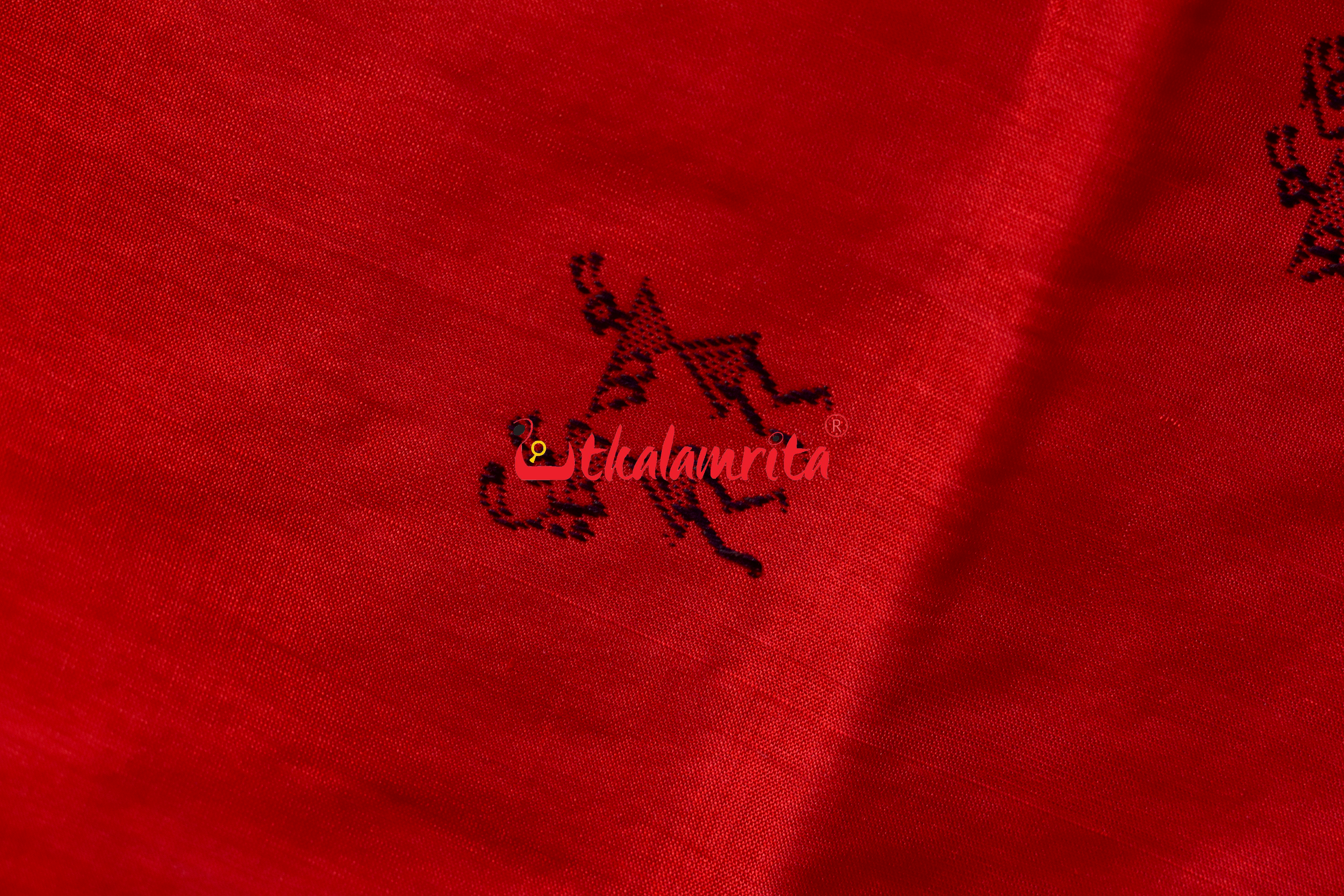 Red Black Sabari Sambalpuri Silk Saree