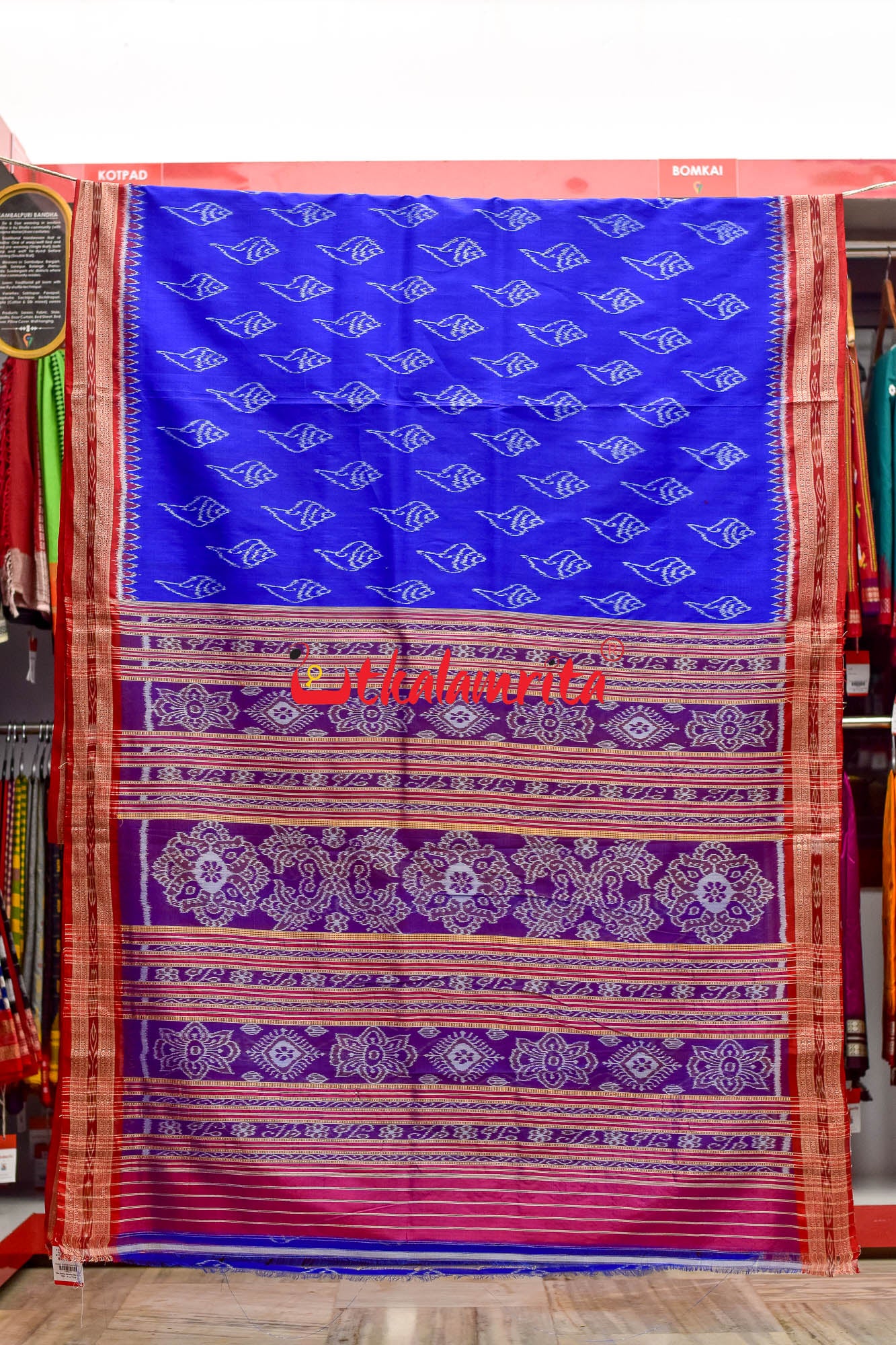 Blue Sankha Khandua Silk Saree