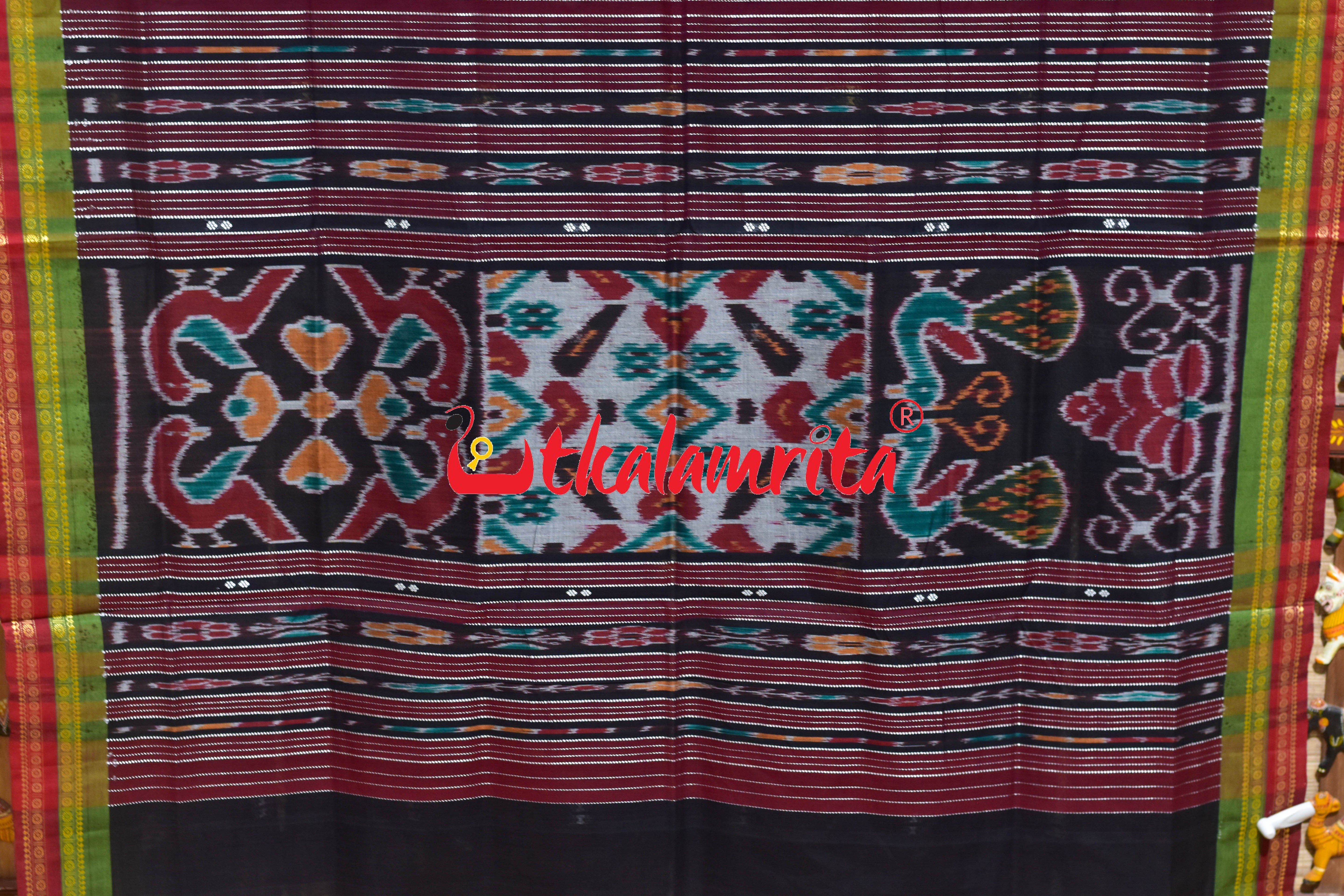 Black Double Border Doby Pittala Single Cotton Saree