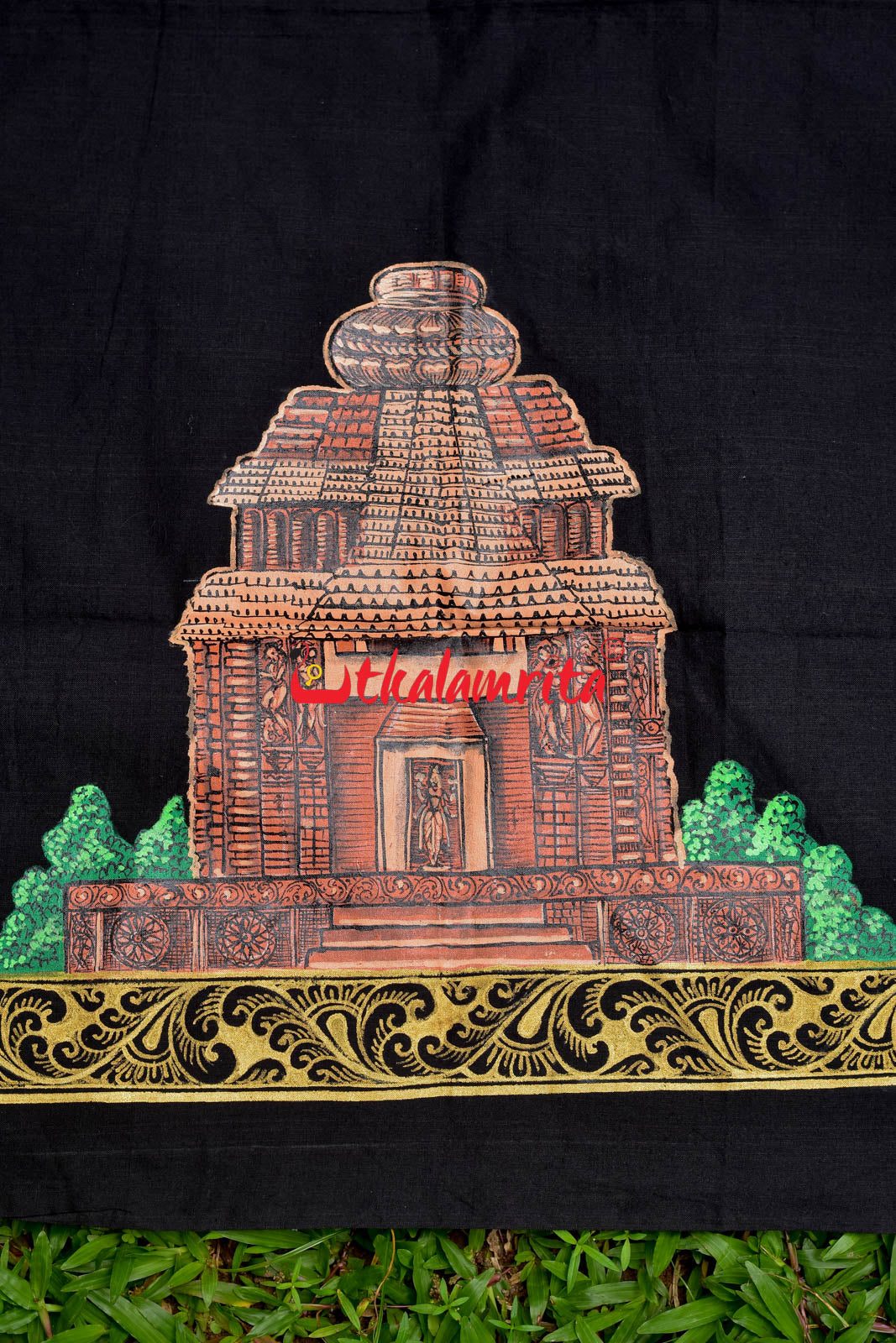 Konark Temple Pattachitra Black (Kurta Piece)