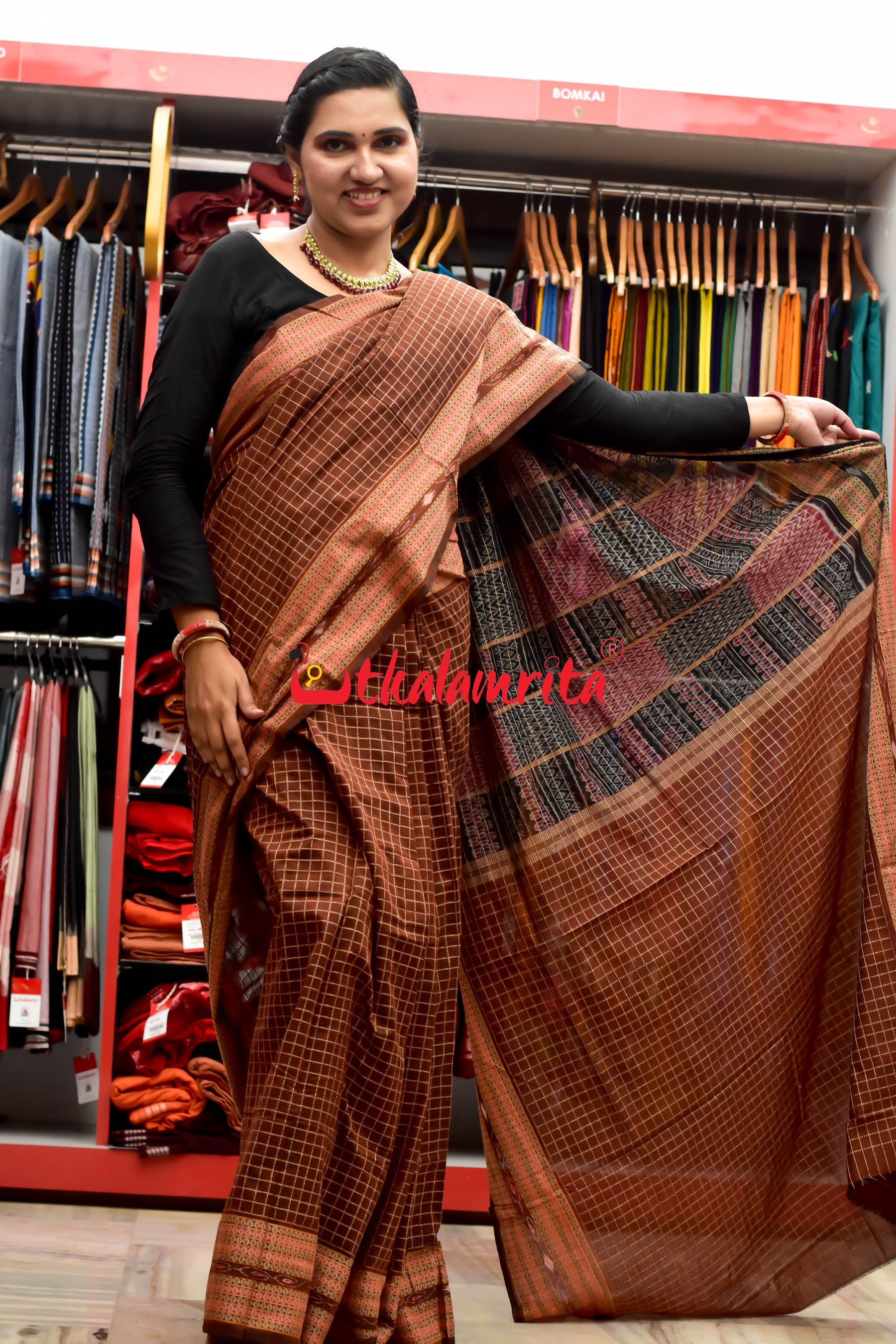 Dasphuliya Chocolate Danti Sachipar Cotton Saree